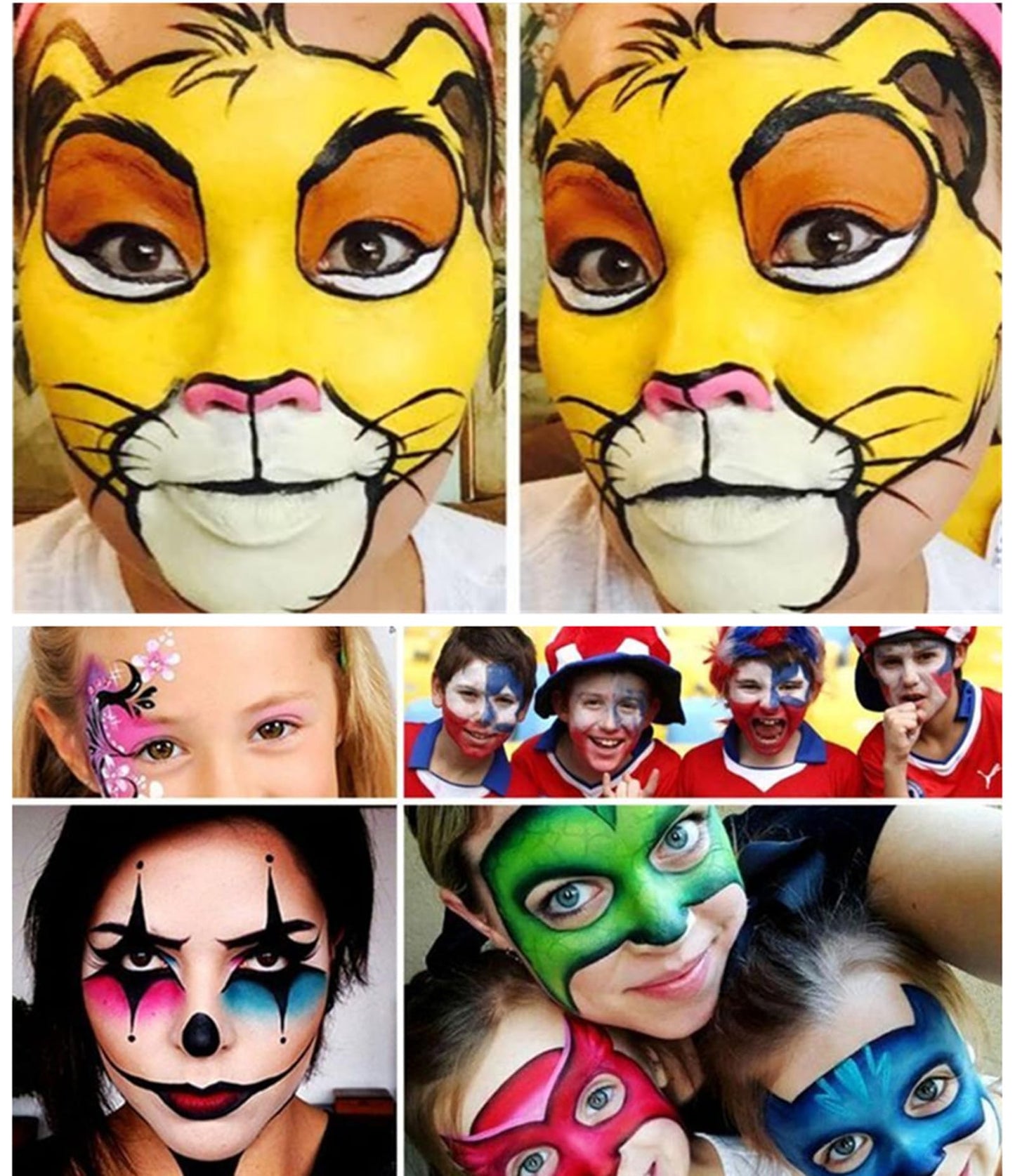 Go Ho 6 Colors Face Body Paint for Game Day 2026,White &Black &Red&Yellow&Green&Royal Blue Face Paint,Waterproof Professional USA Flag Face Painting,Halloween Cosplay SFX Makeup Palette