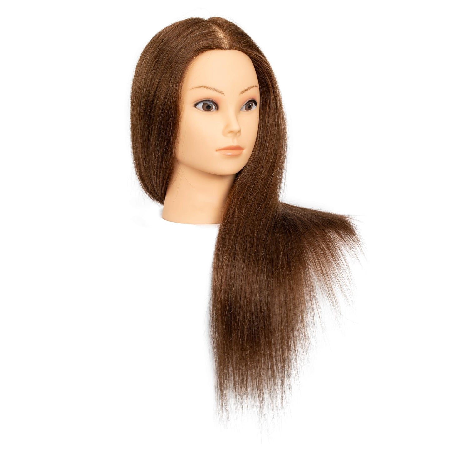 Mannequin Head 100% Real Human Hair, Cosmetology Human Hair Mannequin Head Hairdresser Practice Training Head (Brown)