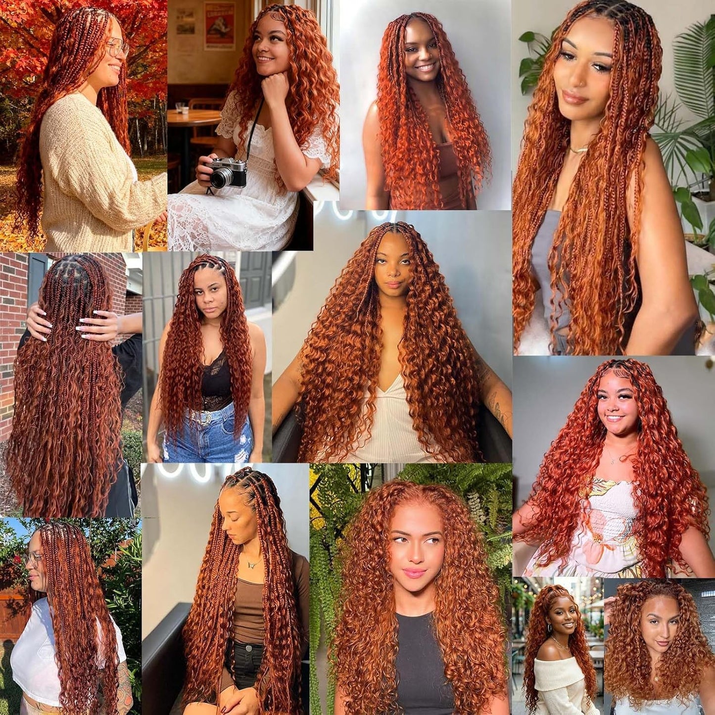 DiexrLamx Curly Braiding Hair 16 16 Inch 2 Bundles 100g Ginger Deep Water Wave Bulk Hair for Boho Braids No Weft #350 Braiding Hair for Women