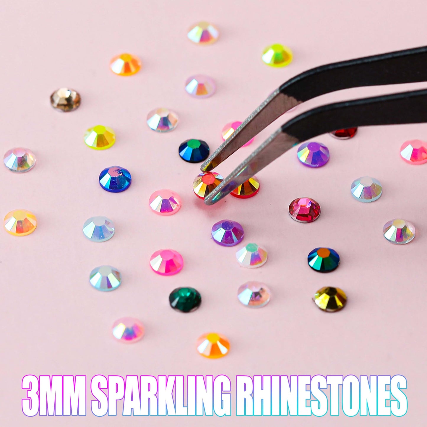 LERBOU 108000Pcs Bedazzling Kit for 12 Colors Rhinestones with 4 Shades Each - 12 Box Diamond Art, 3mm Flatback Gems with 4×10ml B7000 Jewelry Glue & Tools, Perfect for Nail Art, Crafting, Clothing