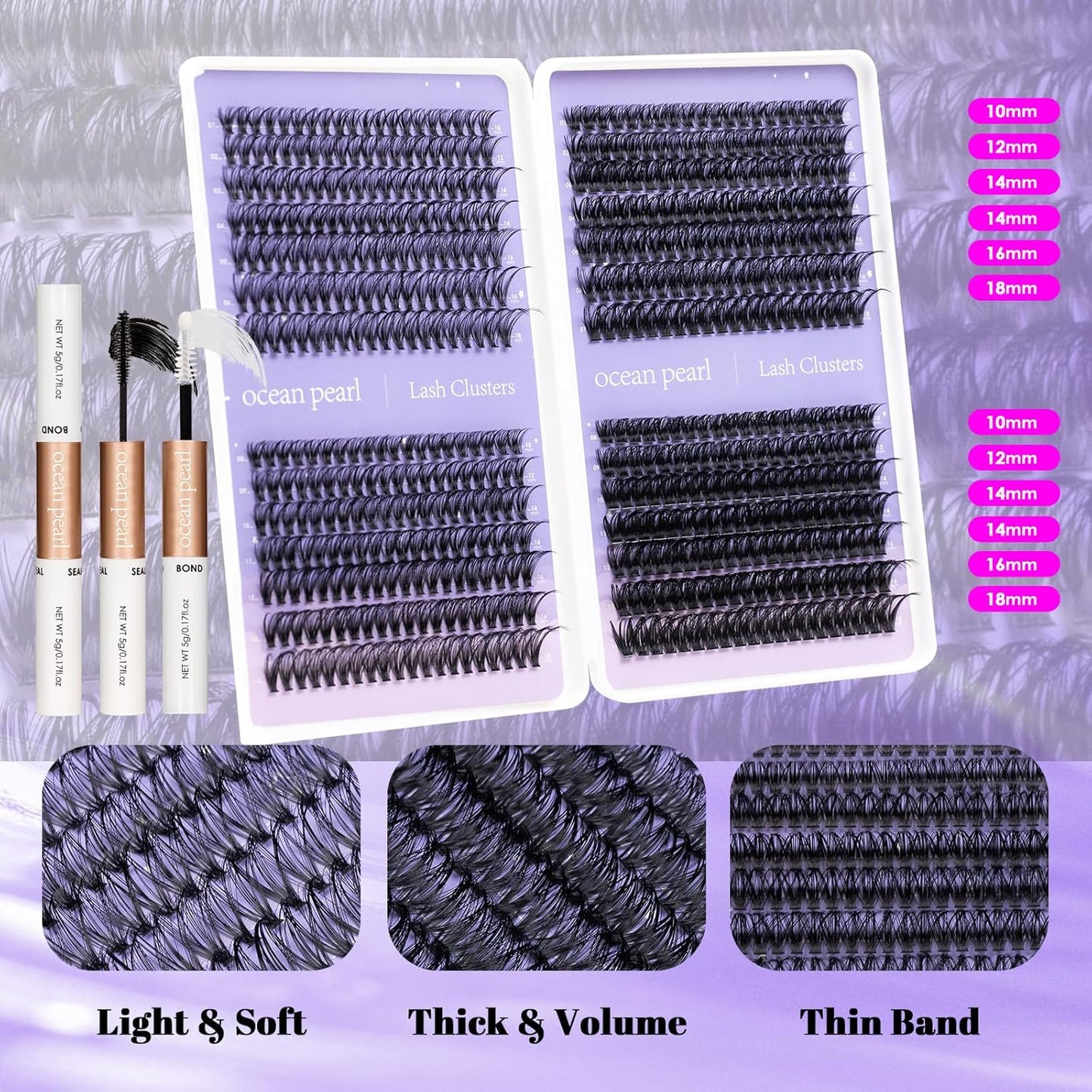 Lash Clusters Kit - 560 Pcs 30D/40D/60D/80D Thick Volume Eyelash Extensions | Individual Lashes 10-18mm with Bond & Seal