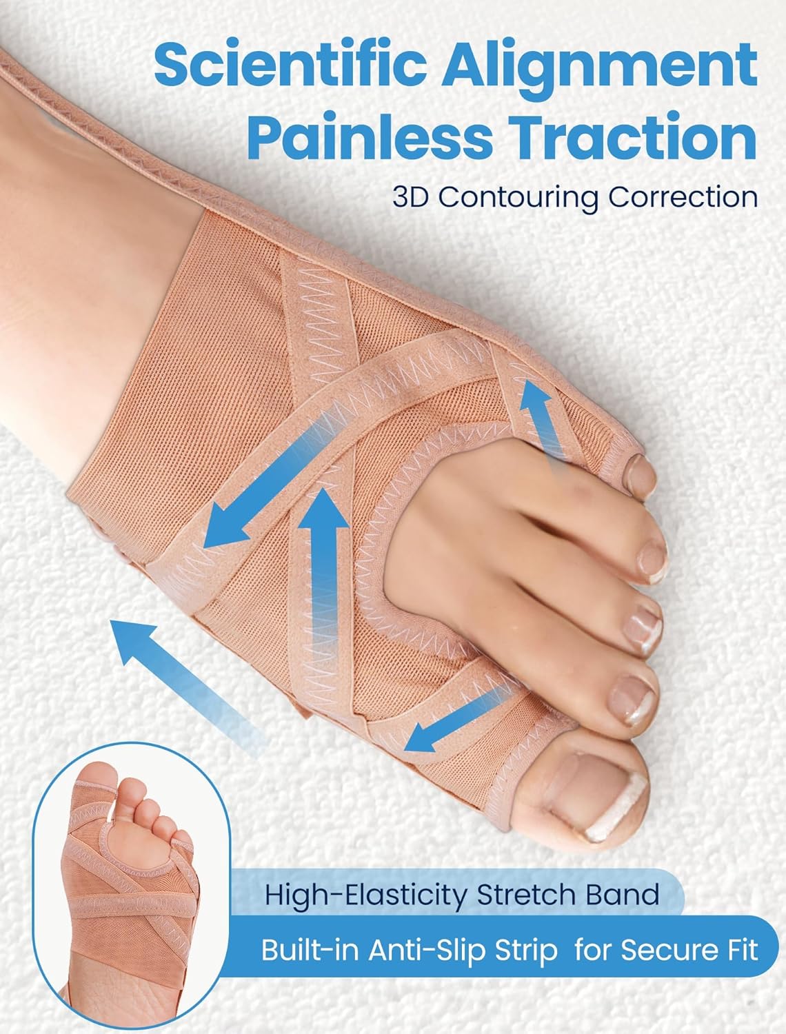Bunion Corrector | Breathable Toe Straightener for Comfortable Relief - Adjustable for Day/Night Use (1 Pair)