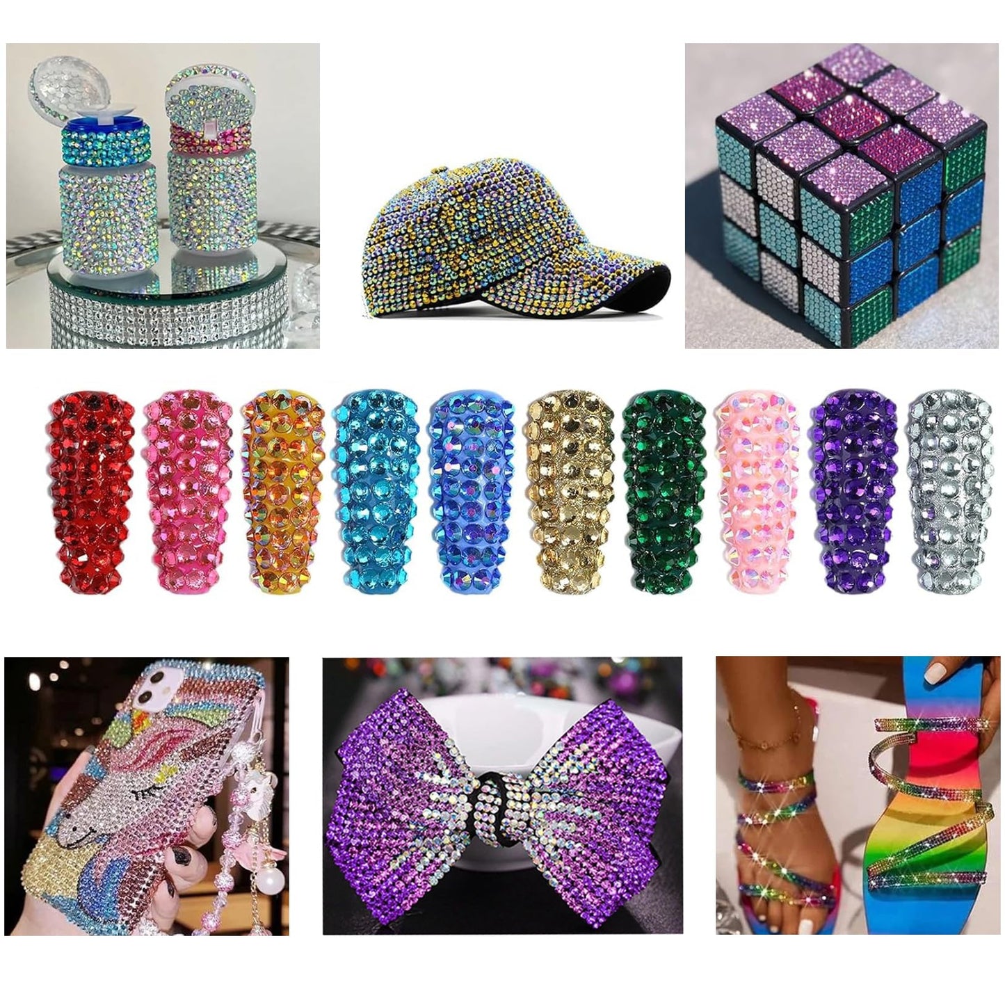 Ayzololo 42 Colors Resin Jelly Rhinestones for Bedazzling, 3mm 32000Pcs Flatback Gems Bedazzler Kit, Tweezer & Pickup Pen for Nail Art, DIY Crafts, Phone Cases