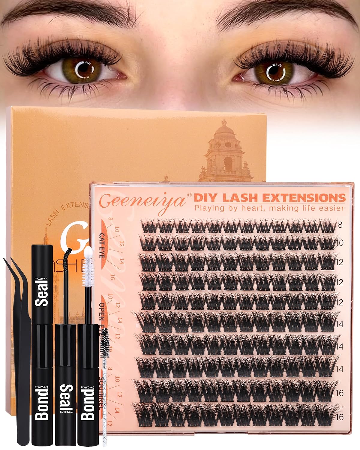 Fluffy Lash Clusters - 3D C Curl Eyelash Extensions for Salon-Quality Lashes | 8-16mm Natural Length