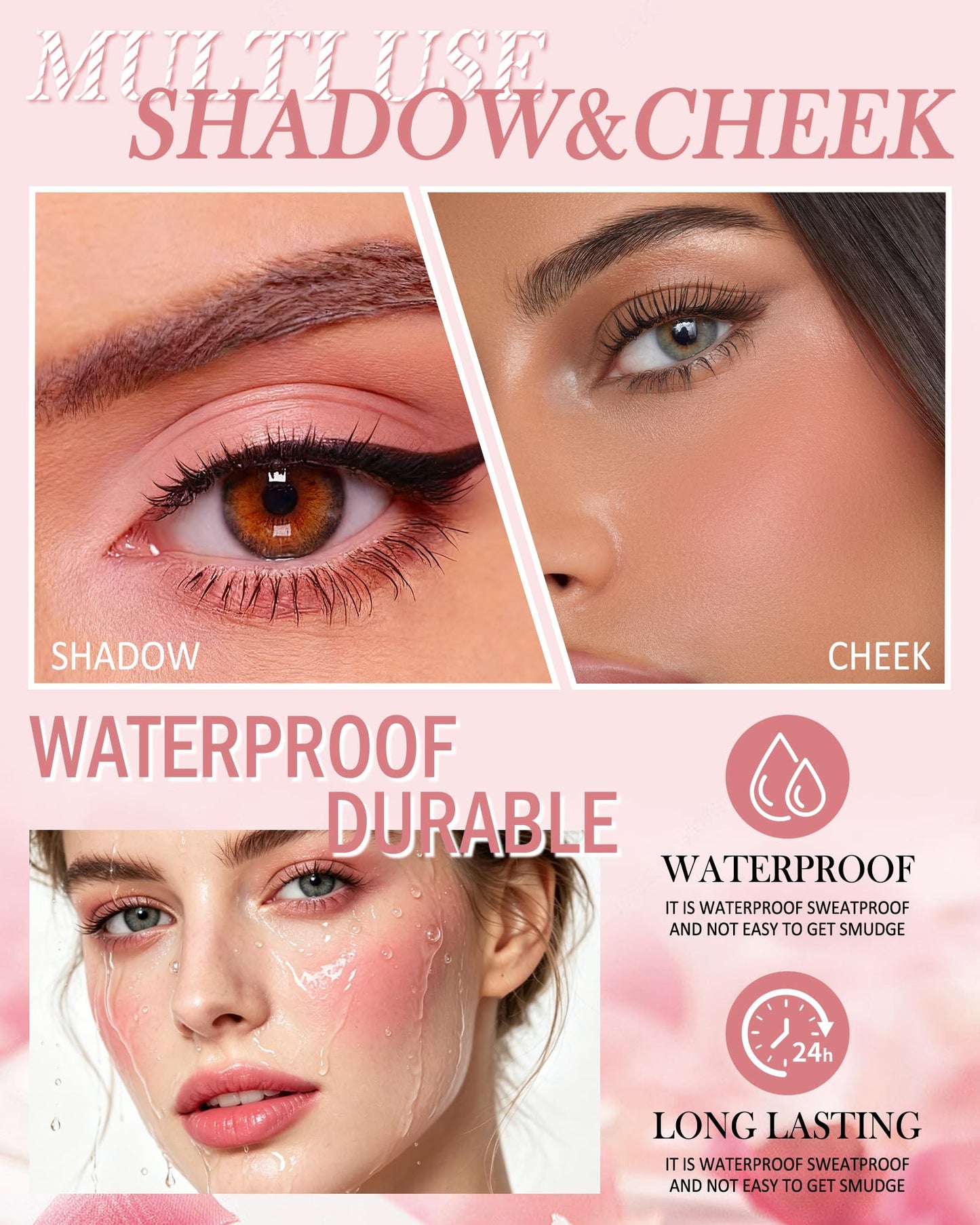 4 Colors Blush Palette for Cheeks, Matte Pink Face Contour Blush Powder, Long Lasting Blendable Blusher Palette, Natural Finish, High Pigment Beauty Blushes with Brush Makeup Gift Kit for Women-Set Y1