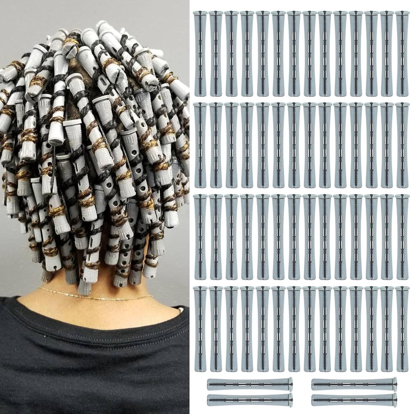 Perm Rods for Short Hair - 40 Pcs Beige Plastic Curlers for Black Women | Medium Size Peach Hair Rollers