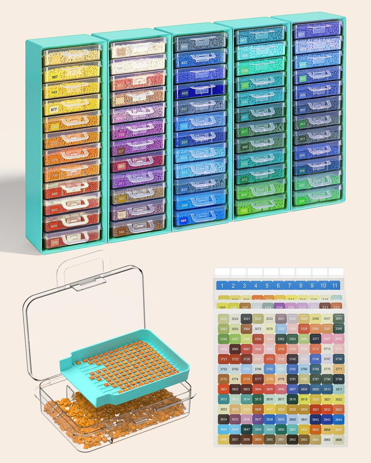 Diamond Painting Storage Containers - 48pcs Two-Layer Trays with Lids | 3-in-1 Art Accessories for Drills