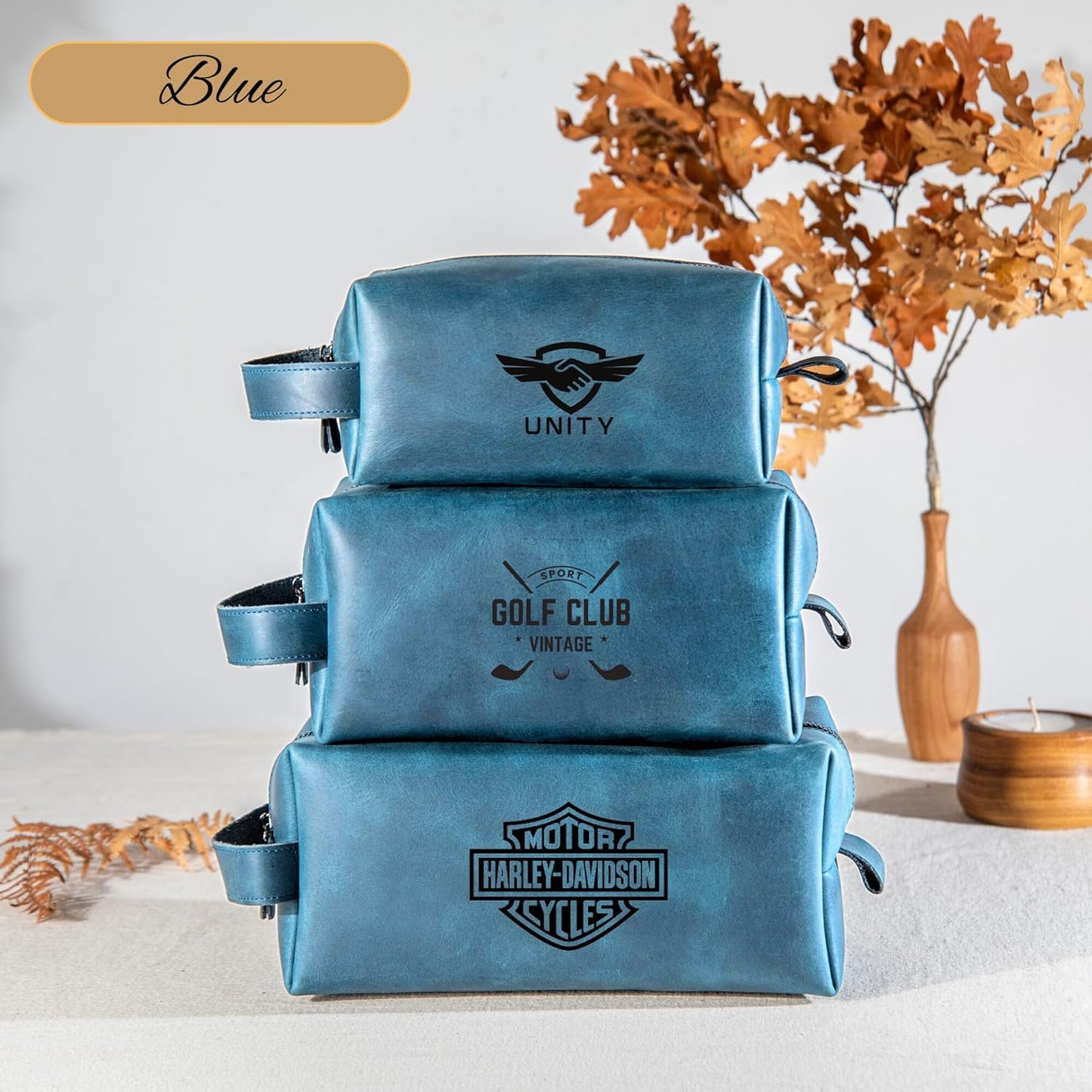 Personalized Leather Toiletry Bag - Custom Travel Dopp Kit for Men | Ideal Gift for Dad, Husband, Groomsmen
