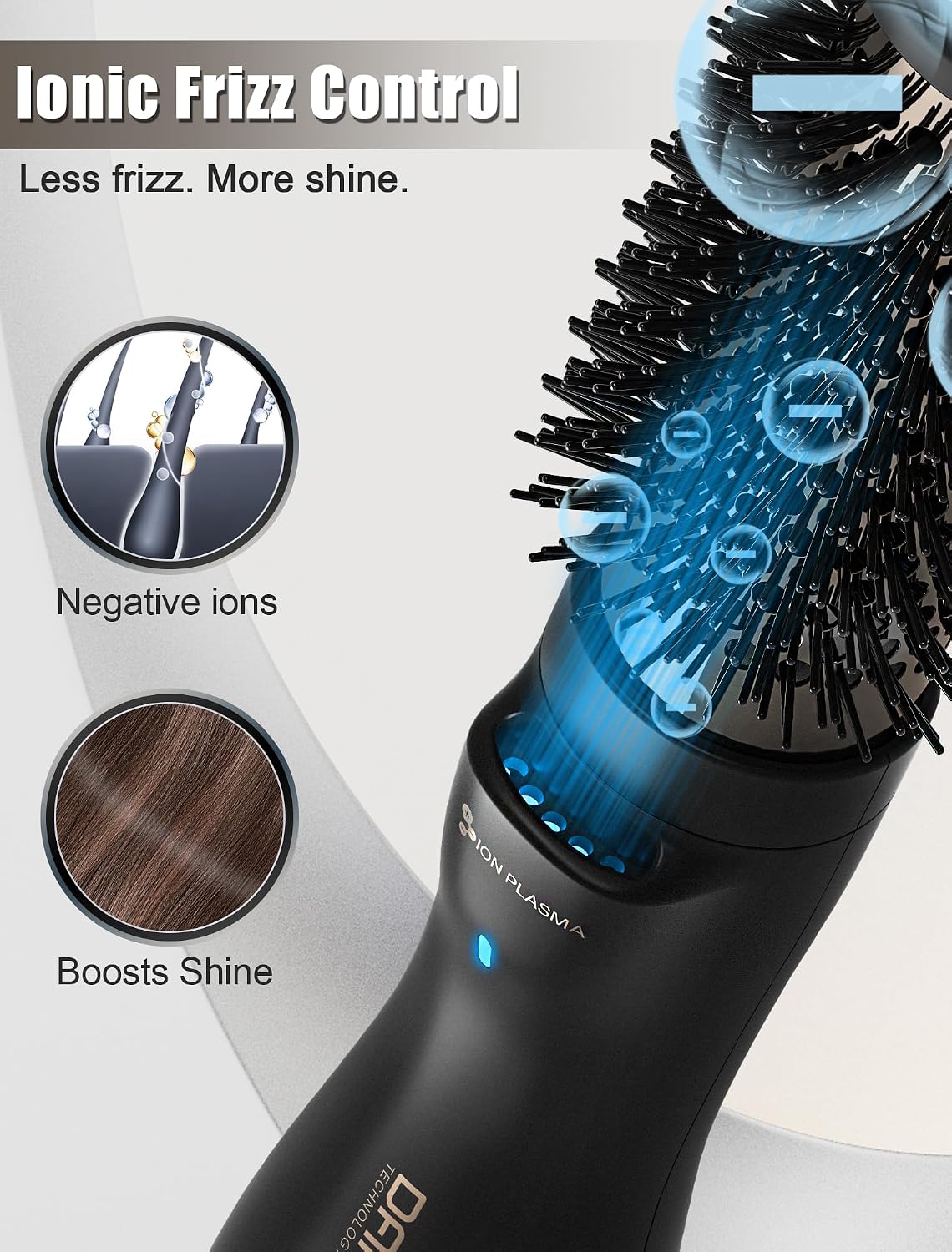 Heated Round Brush - Ionic Smoothing & Volumizing Hair Tool | 1.5 Inch Titanium-Ceramic for Short to Medium Hair (Black)