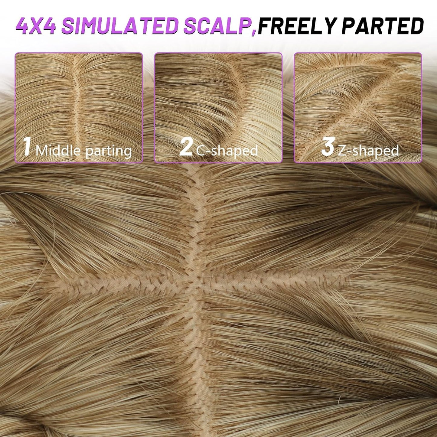 Ash Beige Blonde Wig with Highlights - Beginner Friendly Middle Length Straight Wig for Women | Natural Layered Bangs