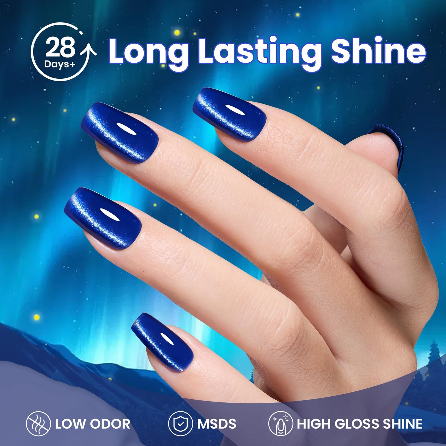 beetles Gel Polish Navy Blue Cat Eye Gel Nail Polish - 15ML Glitter Gel Polish Magnetic Shimmer Effect Soak Off UV French Nail Art Design Salon DIY Manicure Gift for Women