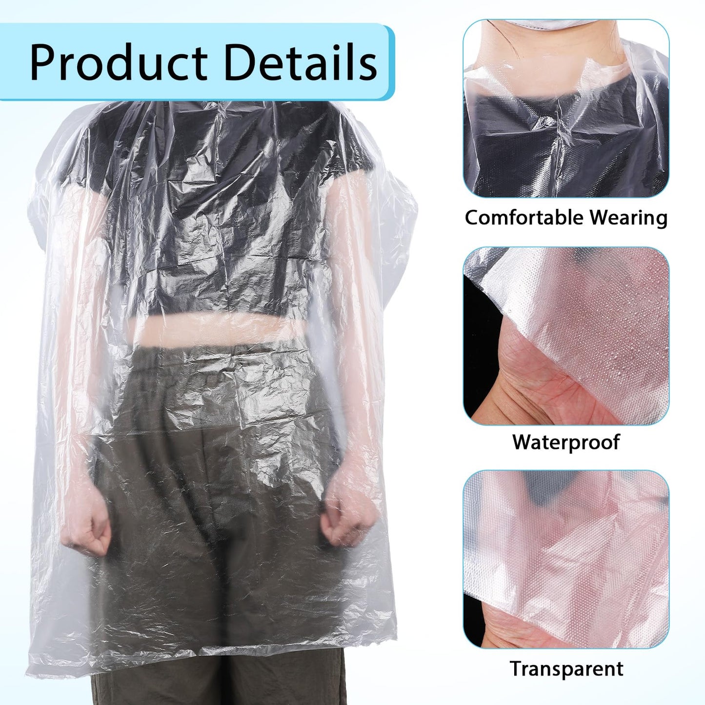 Tobeelec 200 Pcs Disposable Capes Hair Salon, 48 x 36 Inch Disposable Hair Salon Capes, Waterproof Barber Cape, Single Use Shampoo Hair Cutting Cape Dressing Apron for Barbershop & Salon Hairdressing