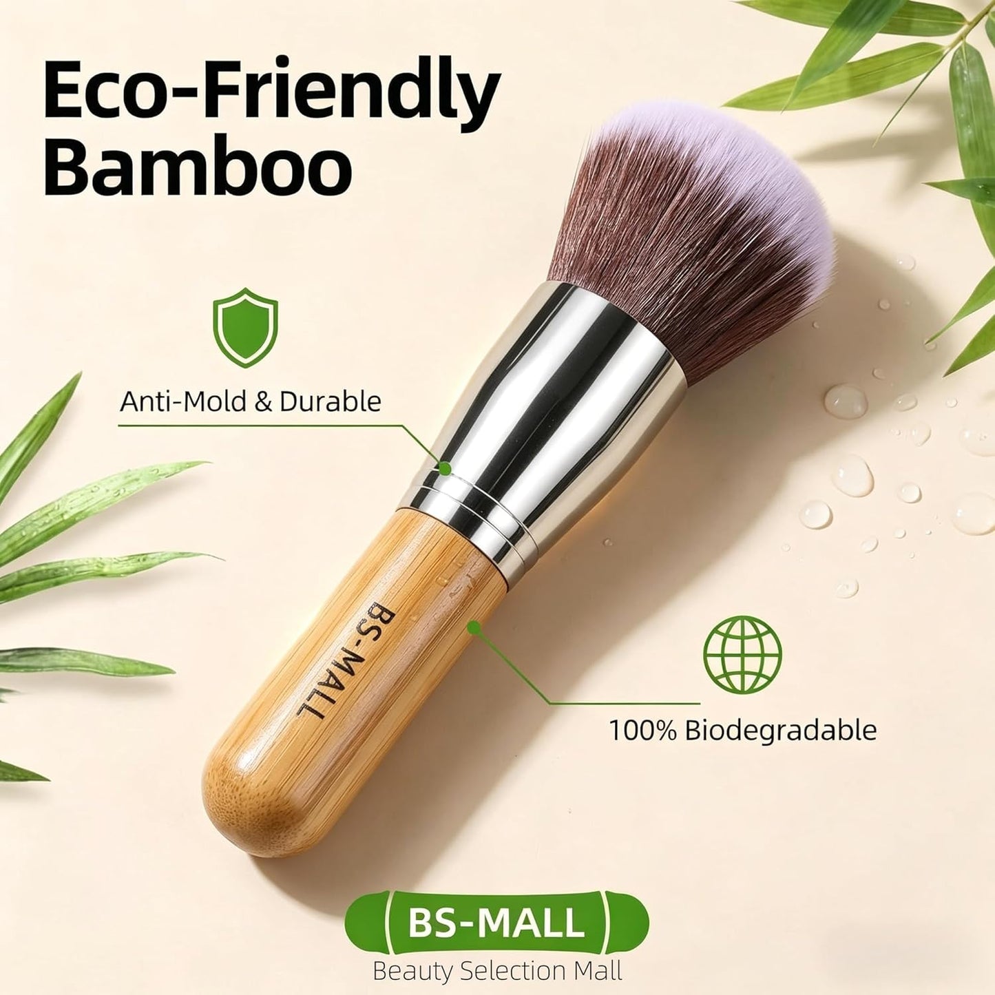 BS-MALL Makeup Brush Set - 11 Pcs Professional Bamboo Brushes for Foundation, Blush & Eyeshadow | Ideal for Travel & Beginners