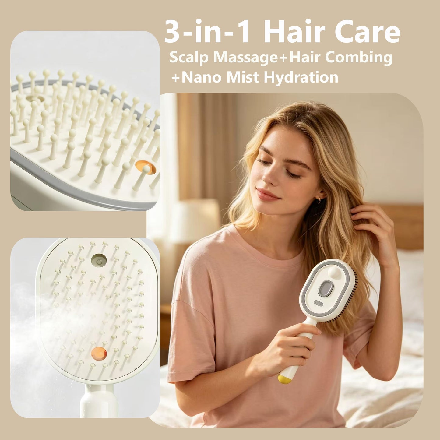 Electric Spray Air Cushion Massage Comb, 2026 Upgrade 2 in 1 Misting Detangling Brush Rechargeable Hair Straightener Steam Brush for Hair, Rechargeable Steam Hairs Straightener (Purple)