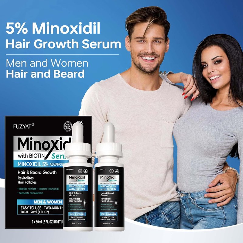 Minoxidil Hair Growth Treatment for Men & Women - Biotin & Castor Oil Enriched | 120ml Beard Growth Serum