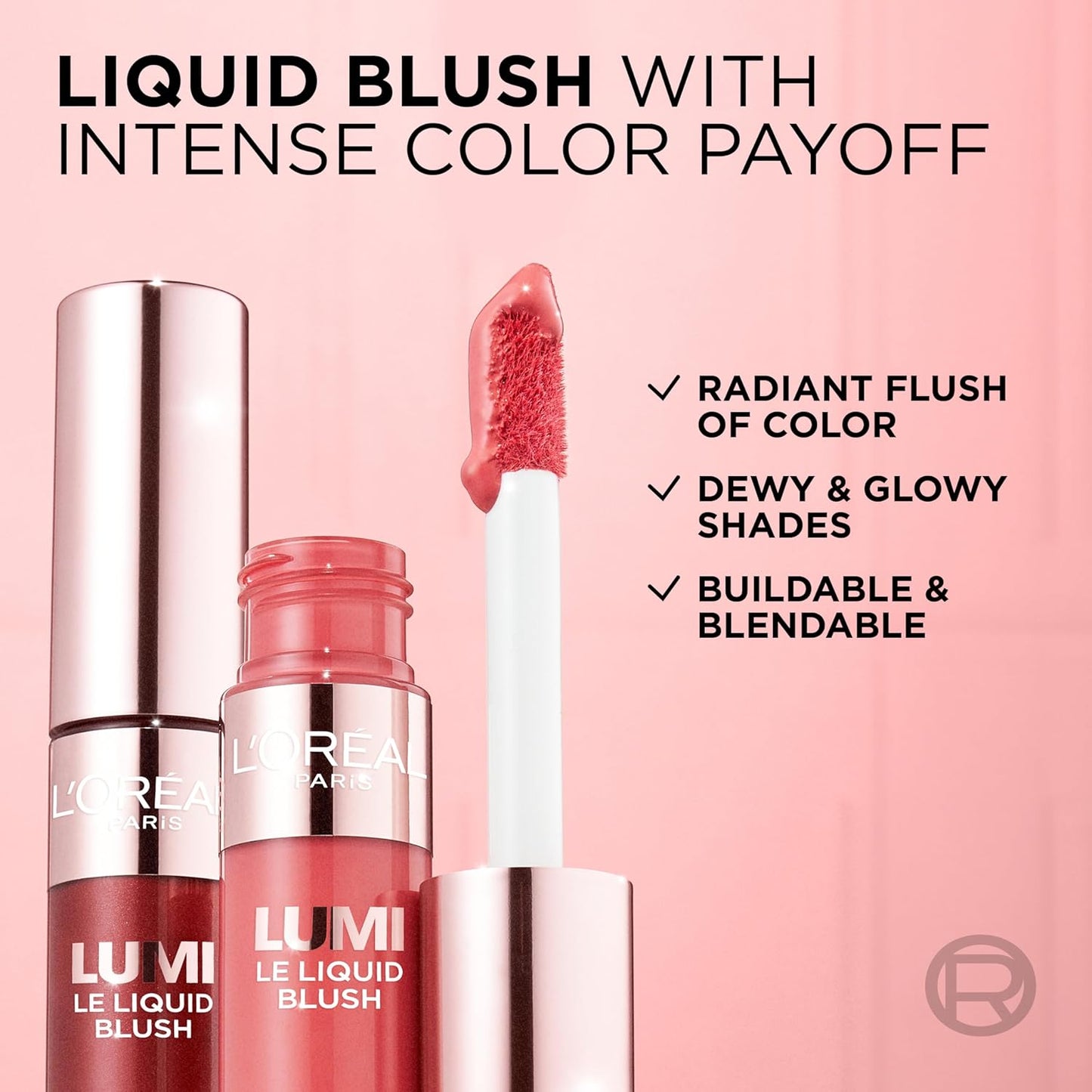 L'Oreal Paris True Match Lumi Liquid Blush - Intense Dewy Bright Pink Formula, 0.33 Fl Oz