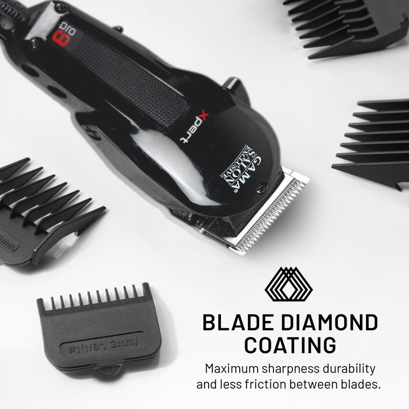 GA.MA Magnetic Clipper Pro 9 Xpert, High-Performance Motor, DLC F-Wedge Blade, Adjustable Taper Lever, 4 Combs
