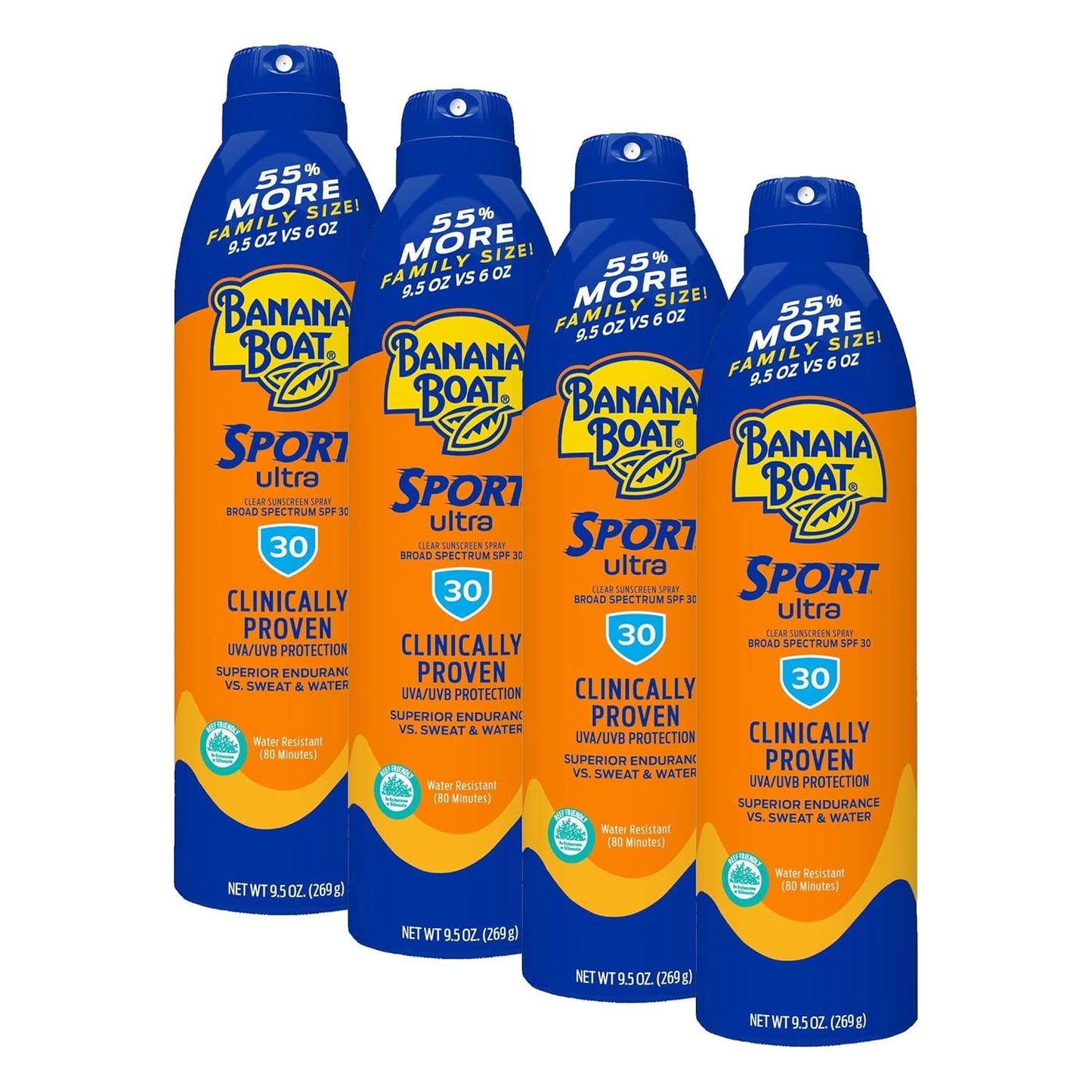 Banana Boat Sport Ultra SPF 50 Sunscreen Spray - Water Resistant, Oxybenzone Free | 6oz Twin Pack