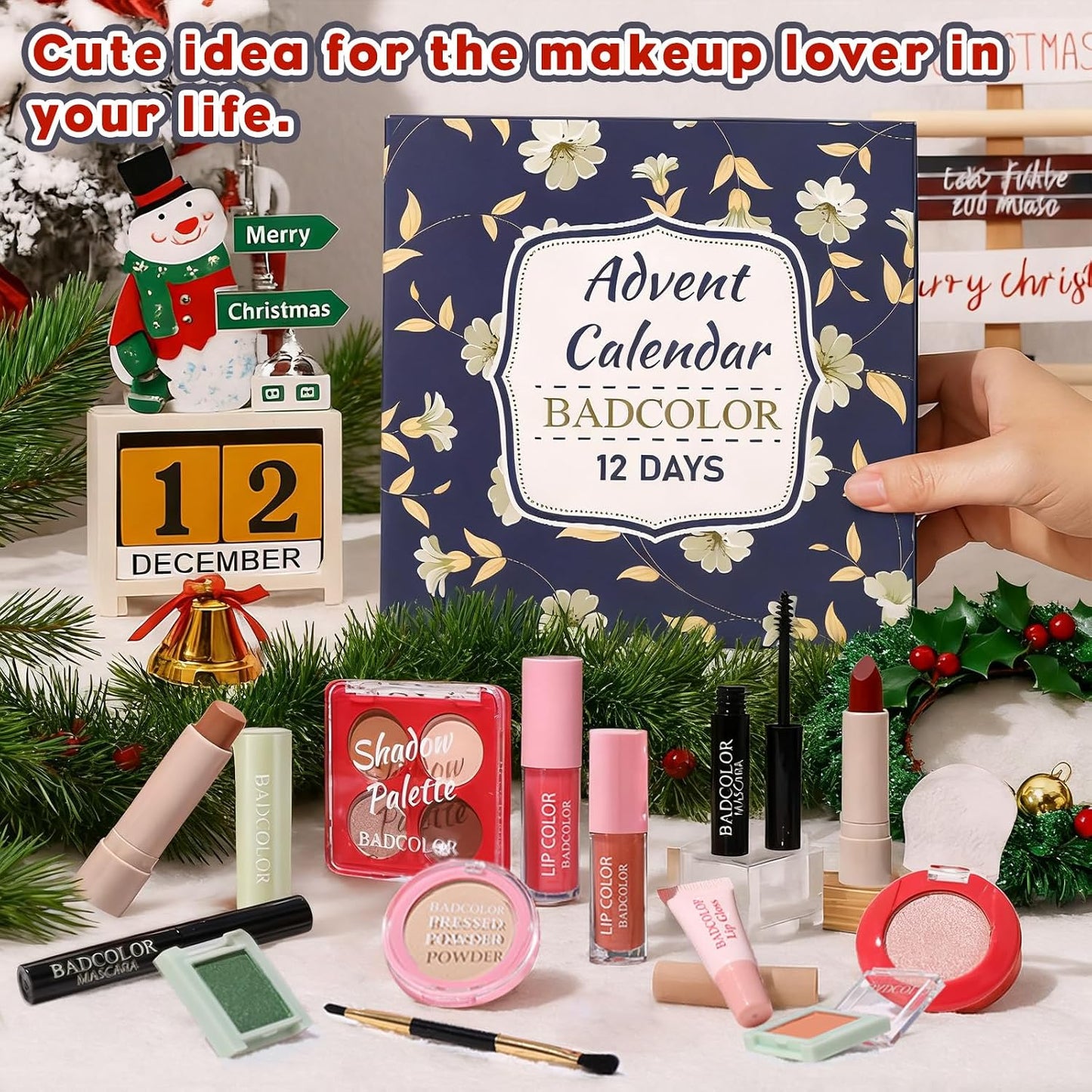 Advent Calendar 2025 - 12 Days Christmas Countdown Makeup Gift Set | Full Cosmetics Kit for Women & Teens