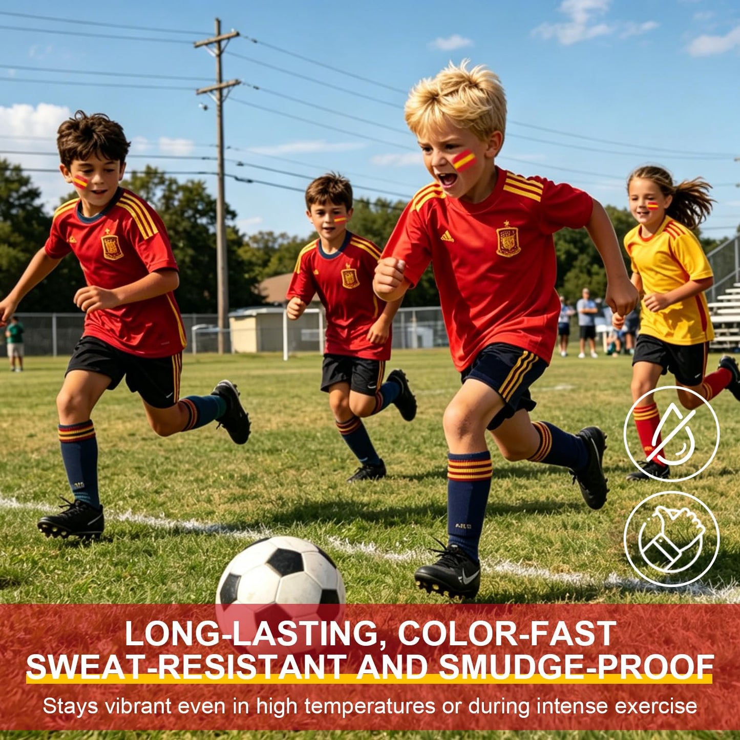Spain Face Paint Stick - Sweatproof High Pigment for World Cup Fans | Red & Yellow Colors