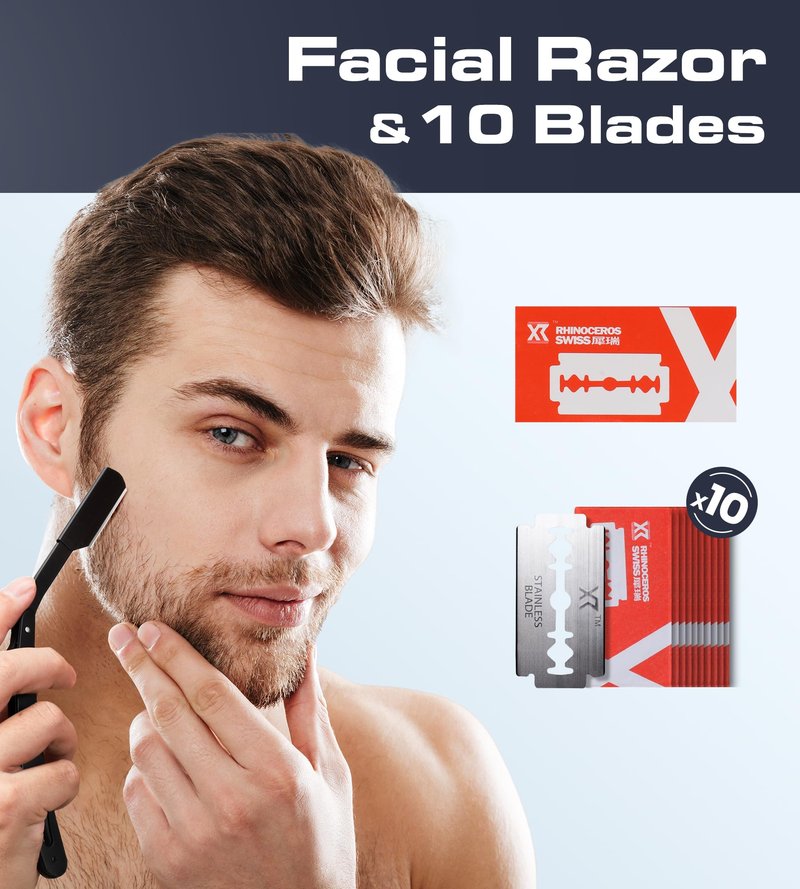 FERRISA Back Shavers for Men, Body Shaver for Men with Long Handle with 2 Shock Absorber Flex Heads, Men's Back Shaver with Facial Razor & 10 Blades