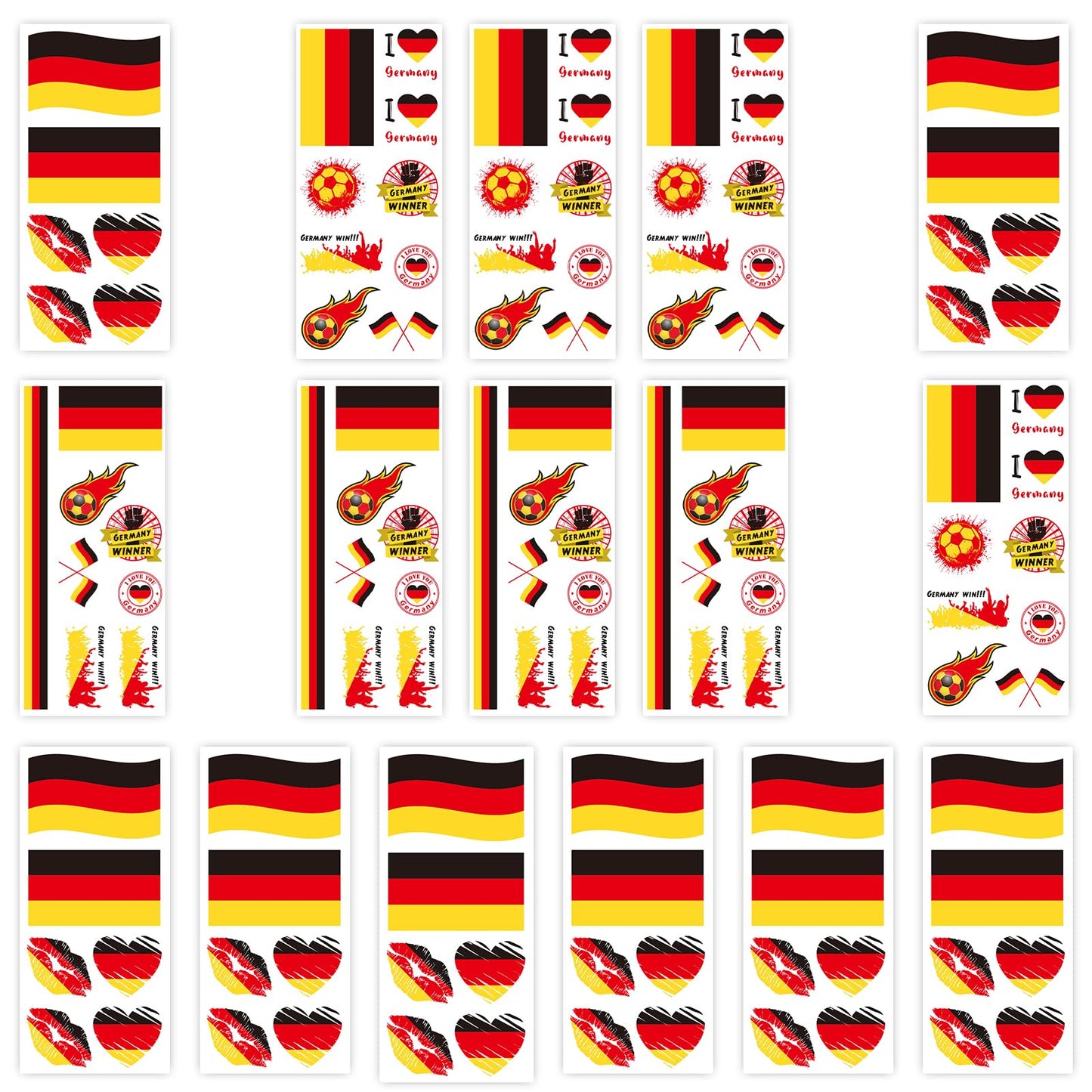 2026 World Cupfor Temporary Tattoos & St Patrick's Day Tattoos, 16PCS 12CM×6CM National Flag Stickers for Fans (Germany)
