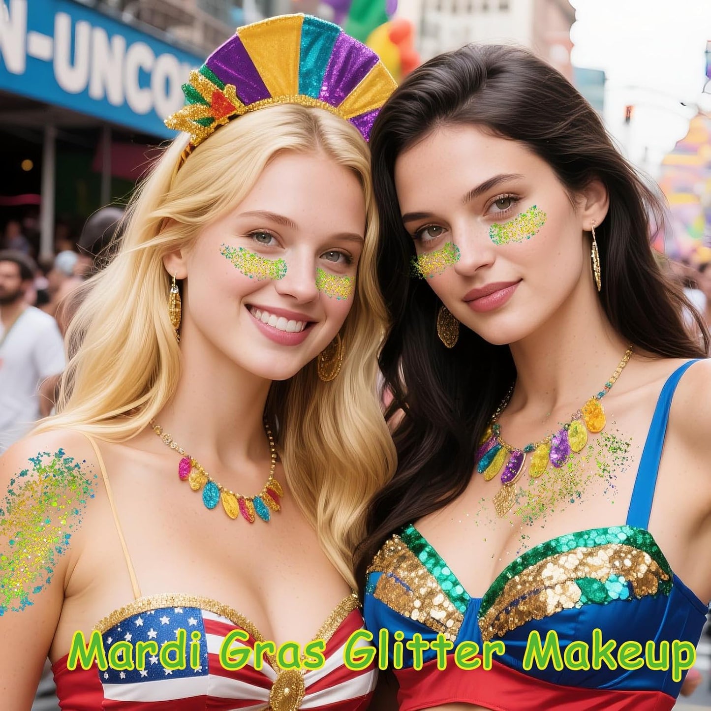 Gold Green Brazil Face Glitter Stick - Waterproof Cheer Makeup for Soccer Games | St. Patrick's Day Rave Accessories