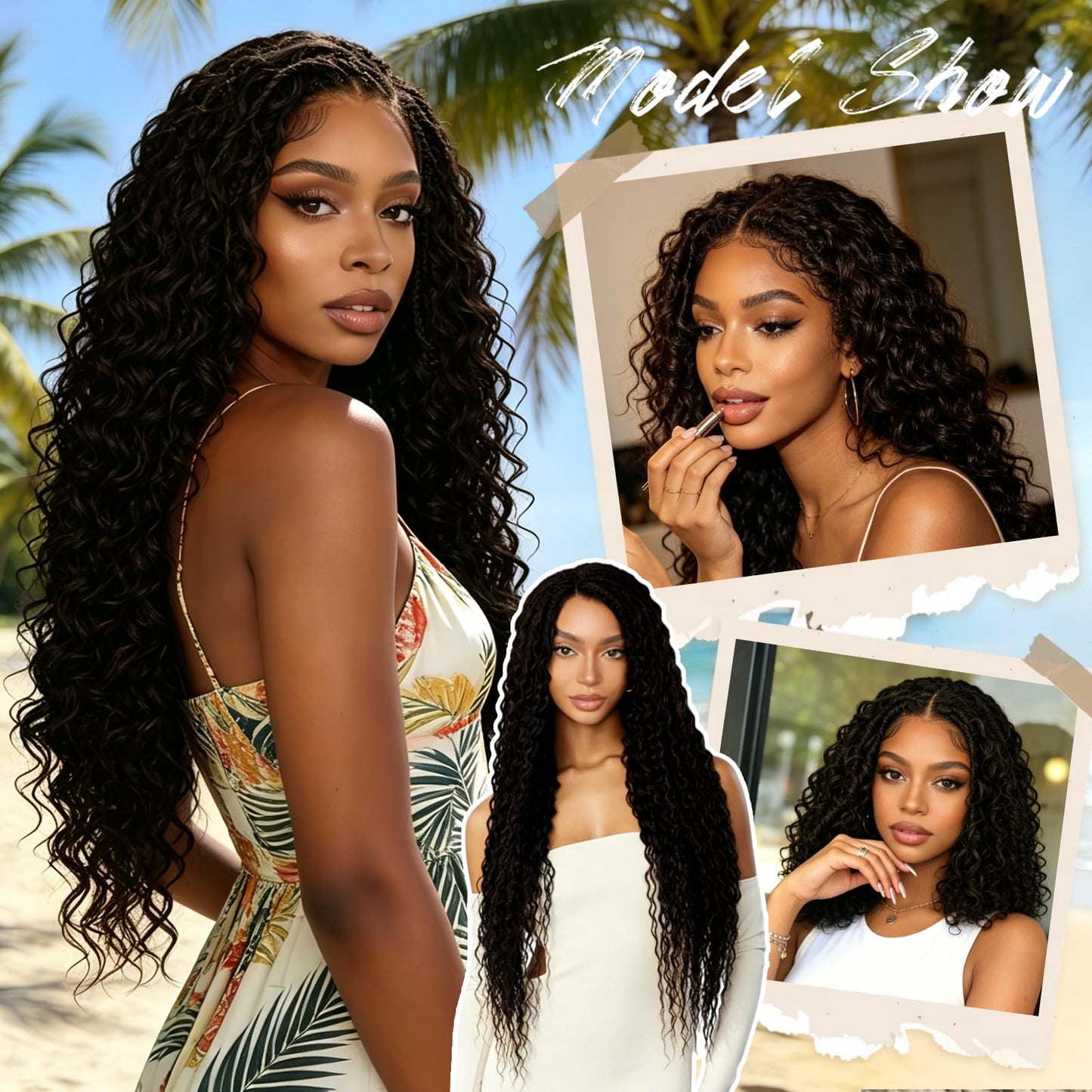 Human Crochet Hair for Black Women Deep Wave Feather Crochet Human Hair Extensions Brazilian Virgin Hair Upgrade Bulk Knotless Boho Braids Hair Pre Looped Curly Braiding Bundles