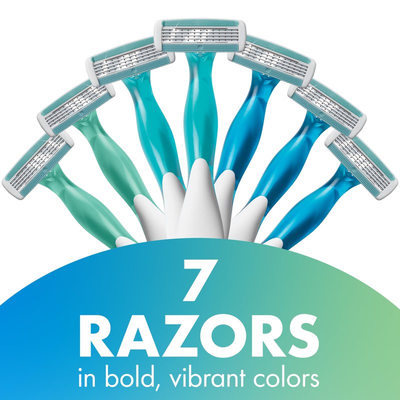 BIC Soleil 4 Women's Disposable 4-Blade Razors, Flexible Shave for Smooth Summer Skin, 7-Pack