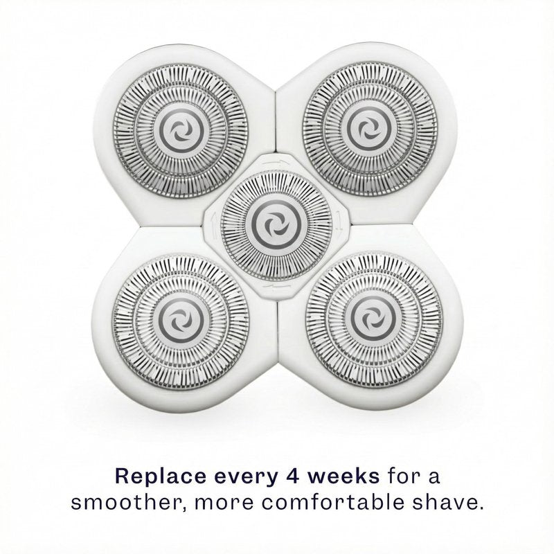 Freebird FlexSeries BodySmooth Rotary Blade Refill for Women - Gentle Shave for Sensitive Skin, 5 Contouring Heads, Mess-Free Cleanup