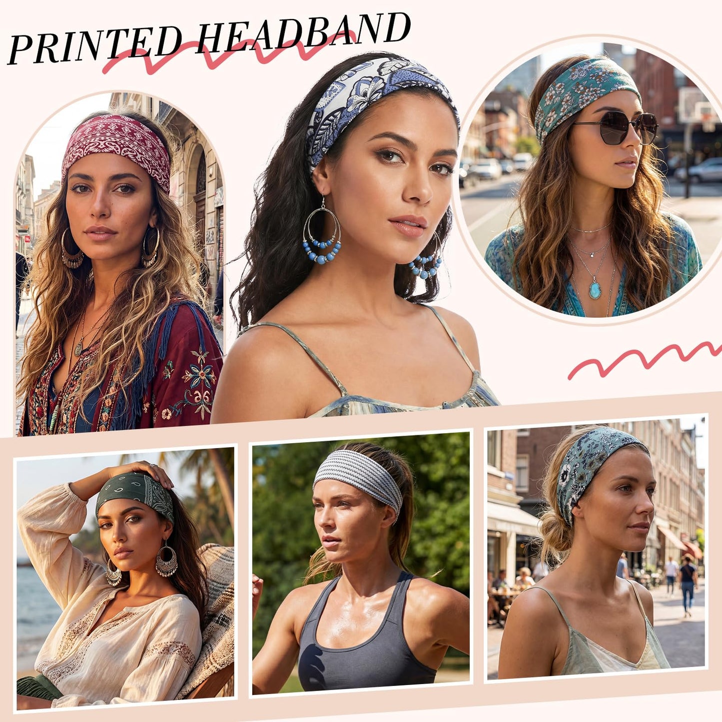 obeoby 8 Pack Headbands for Women, Boho Style Headbands