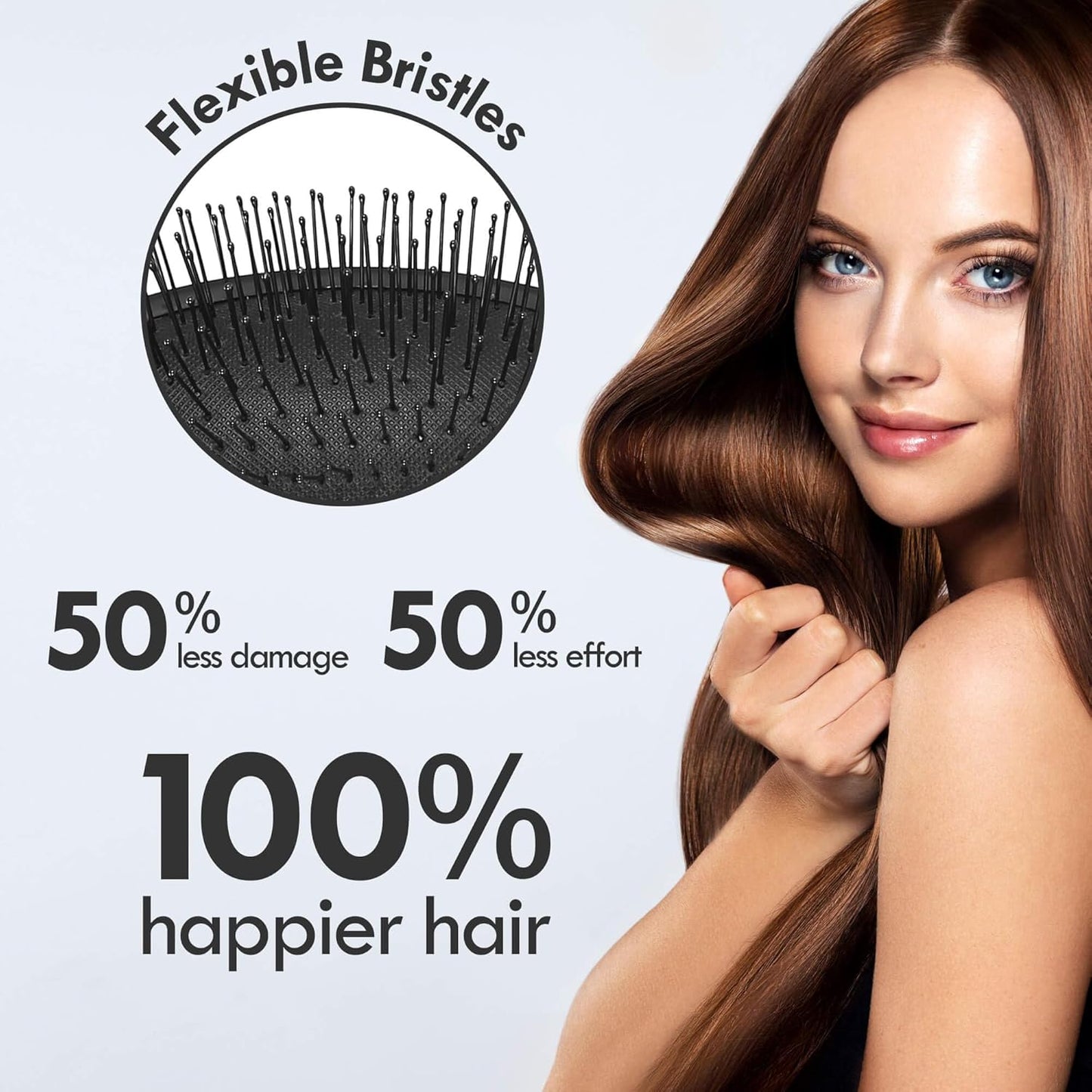 Air Cushion Detangling Hair Brush - 2 Pack Ultra Soft Bristle Detanglers for Curly Hair | Black & Green