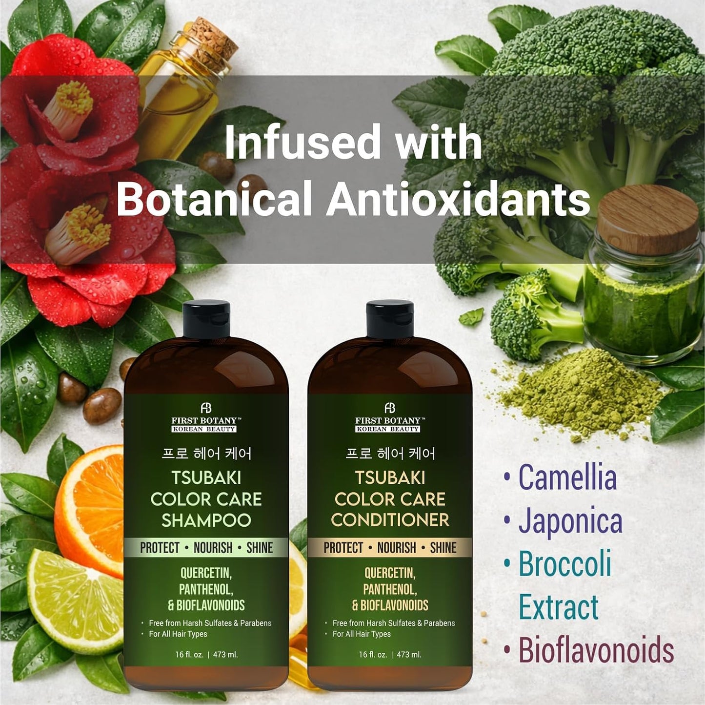 Color Care Shampoo & Conditioner Set - Nourishing Formula with Tsubaki & Quercetin | 16 fl oz