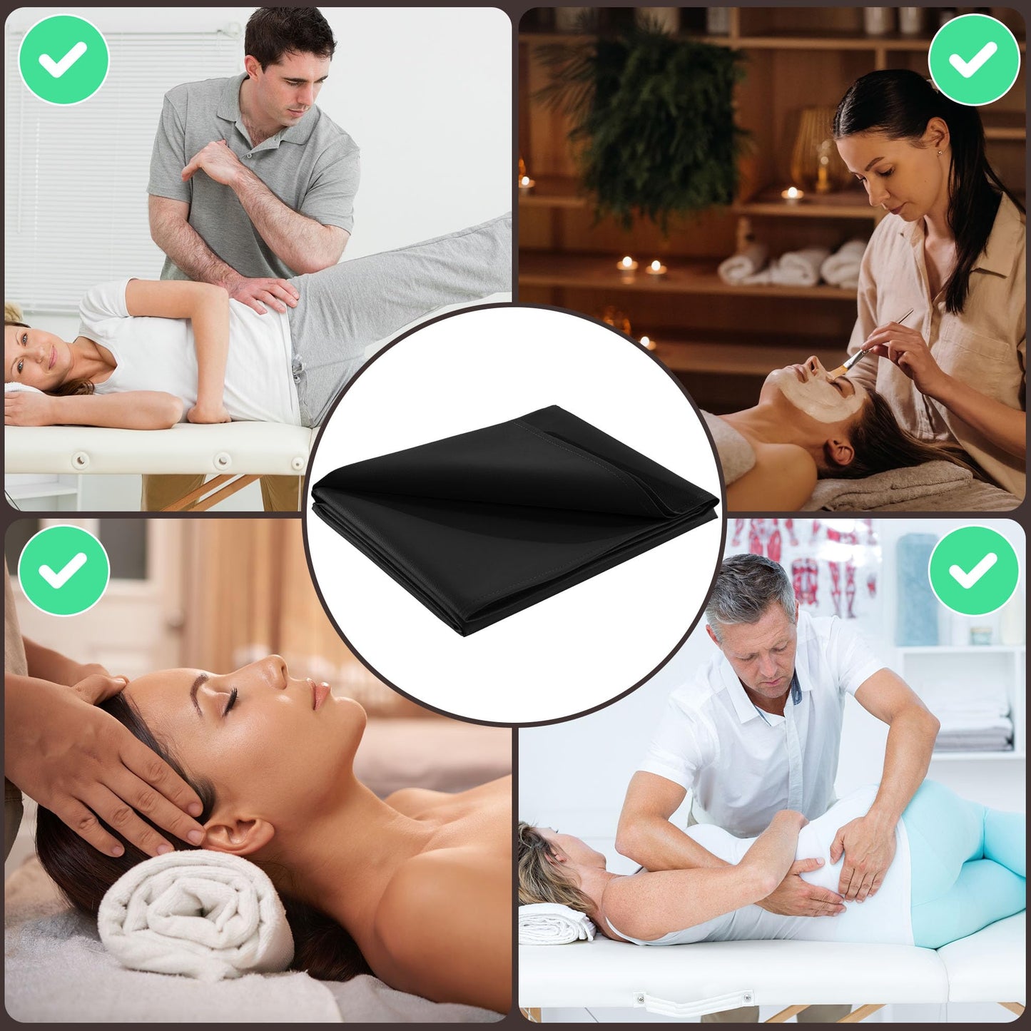 BALAPET Lash Bed Sheets Non-Sticky Sugaring and Waxing Pad Wipeable and Waterproof PU Leather Massage Table Cover Suitable for Grafting Eyelash Beds Massage Tables,SPA,Beauty(Black)