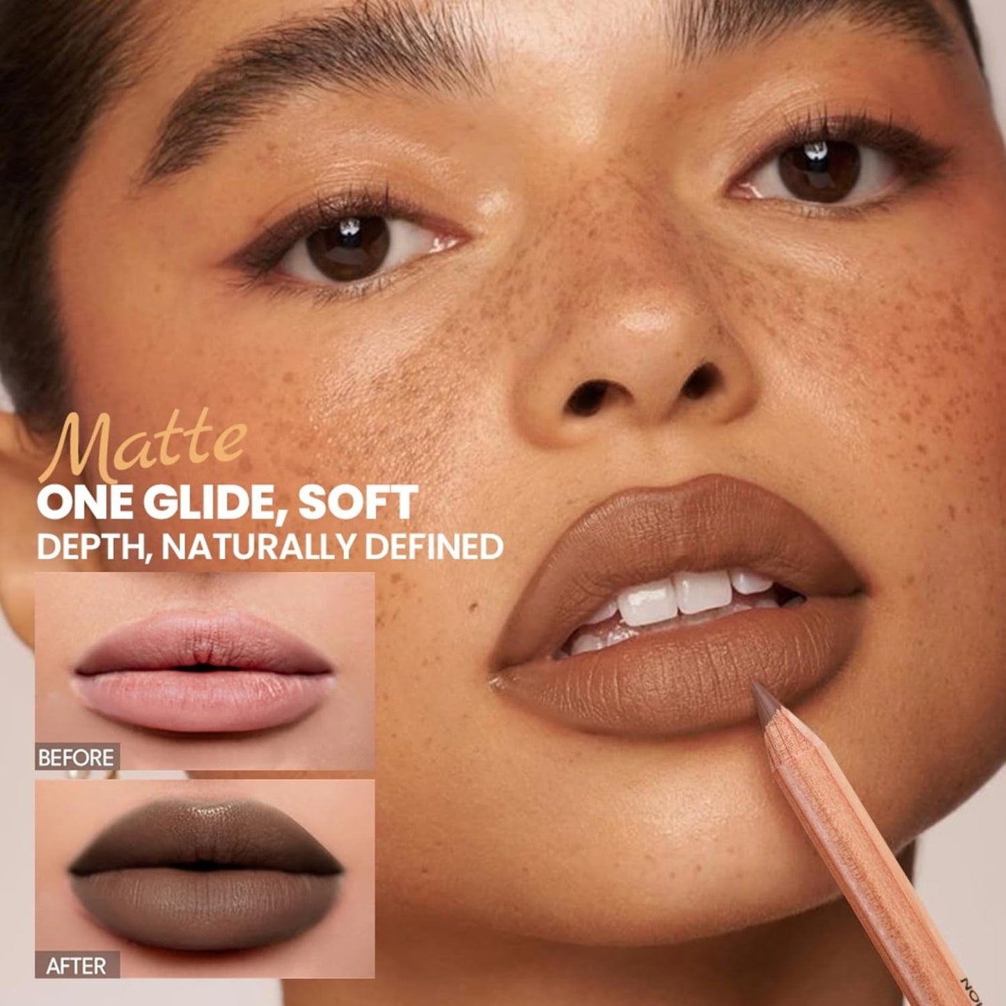 Lip Liner Set - 6 Pcs High Pigmented Matte Finish | Natural Oak, Brown, Pink, Red Colors