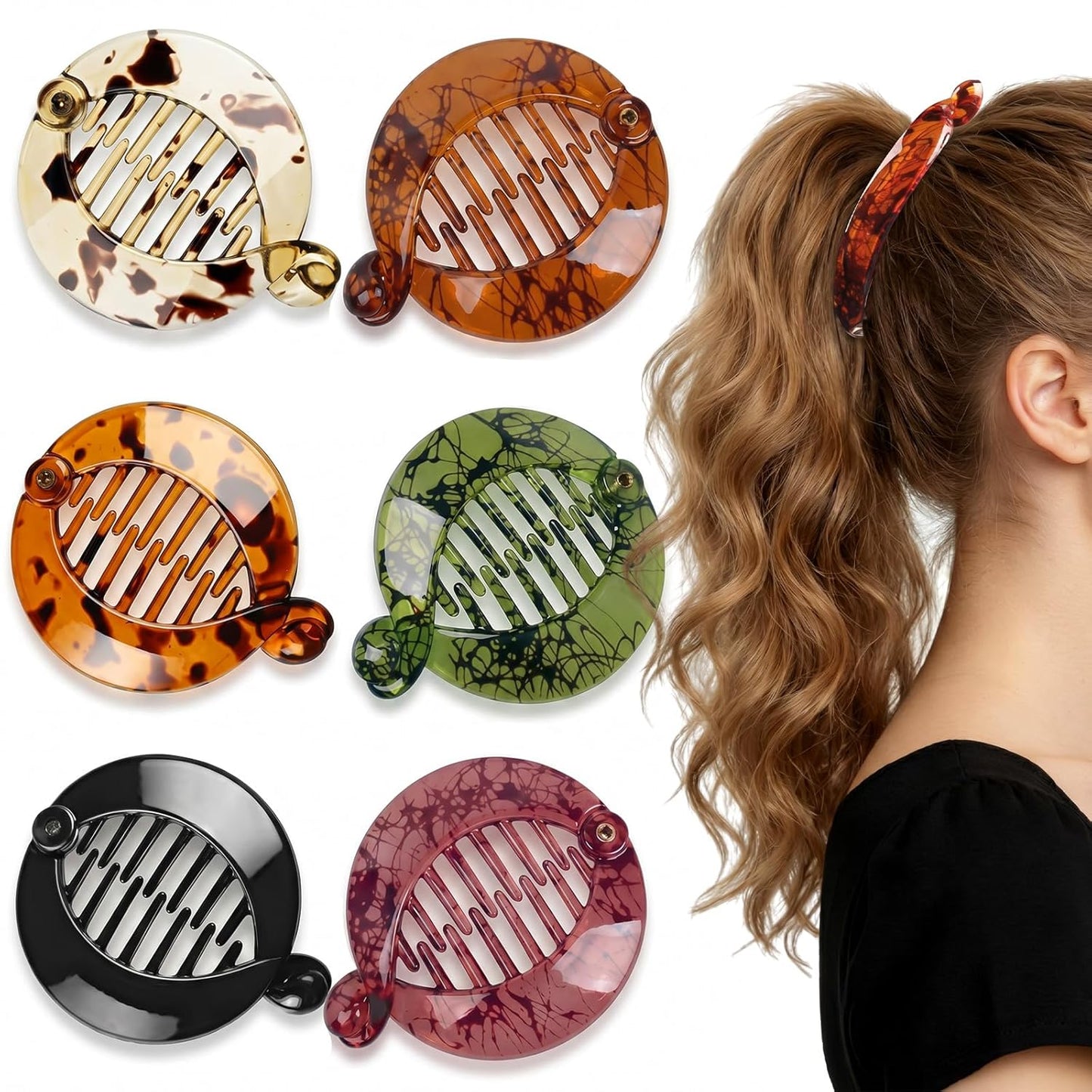 WILLBOND 6-Piece Banana Hair Clips Set | Fishtail Resin Combs for Women’s Hair Styling