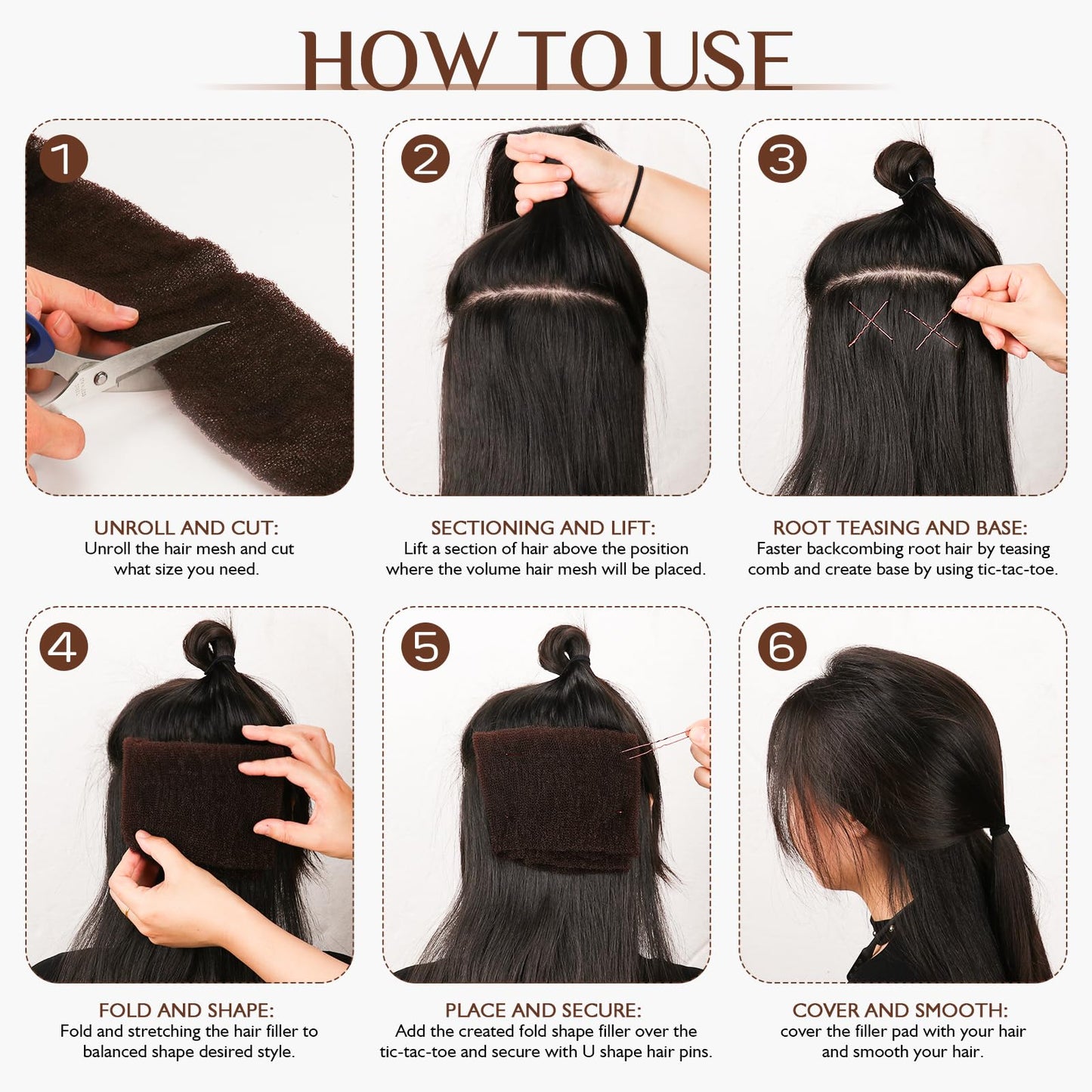 YGQQOY Updo Hair Filler, Padding, Sponge, Donuts, Volume Bumps It Tool and Hairpins, Light Brown
