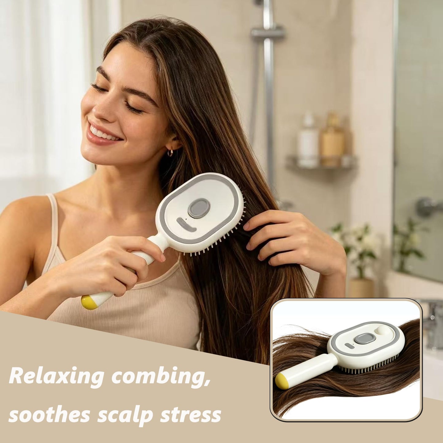 Electric Spray Air Cushion Massage Comb, 2026 Upgrade 2 in 1 Misting Detangling Brush Rechargeable Hair Straightener Steam Brush for Hair, Rechargeable Steam Hairs Straightener (White)