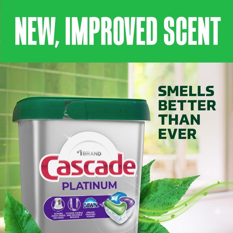 Cascade Platinum Dishwasher Pods, Dishwasher Detergent, Dish Detergent Soap, Fresh, 40 Count