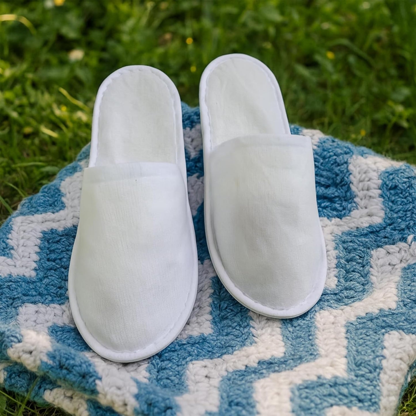 Disposable Spa Slippers - Soft Fleece, Individually Wrapped | 24 Pairs for Hotels, Travel & Home Use - White