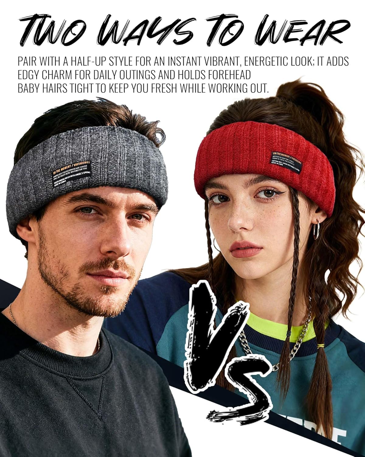 Non-Slip Knit Headbands for Women - Soft Elastic Hair Wraps | Fashionable Ponytail Ear Warmers