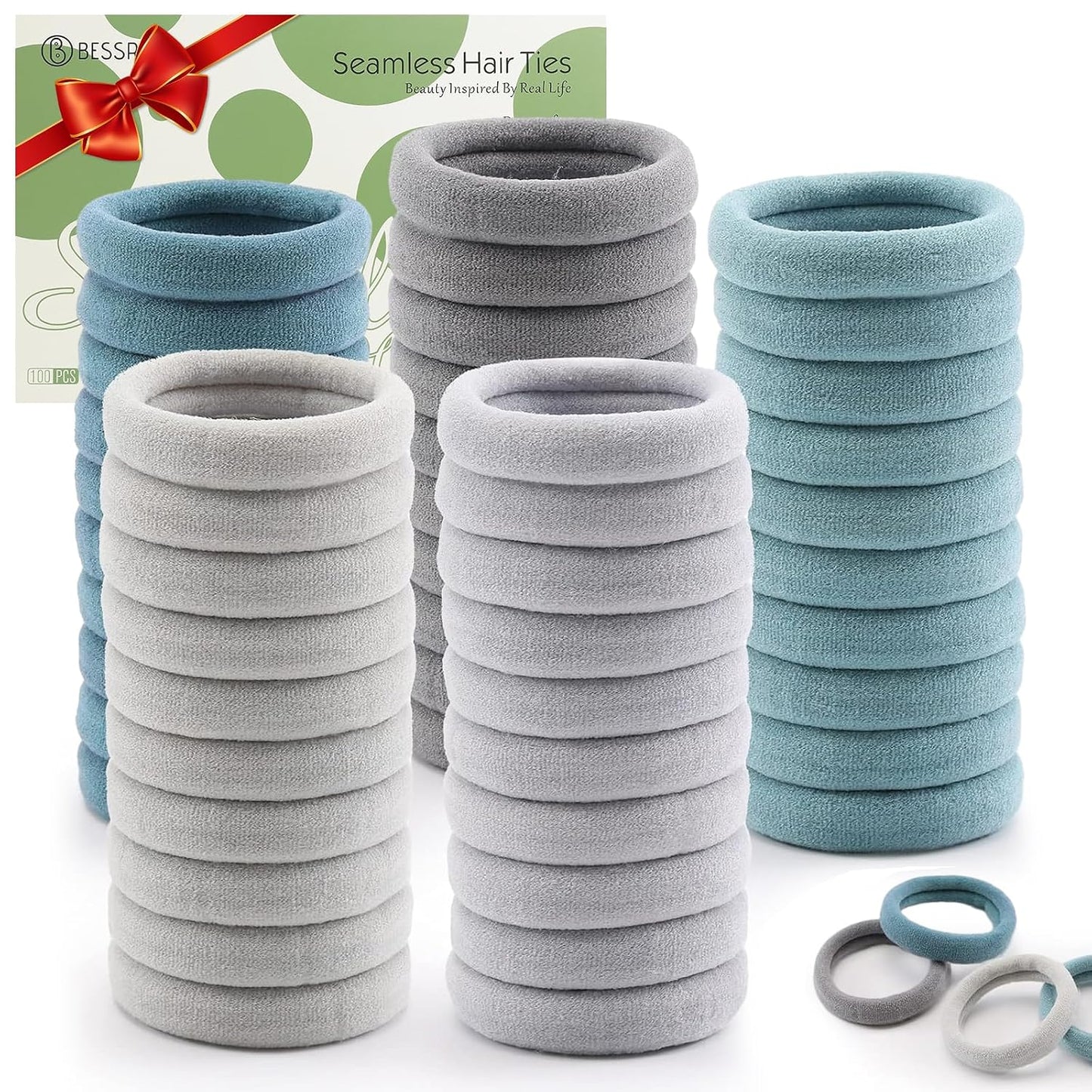 Thick Seamless Hair Ties - 100 Pcs No Damage Ponytail Holders for Women & Girls | Dark Brown