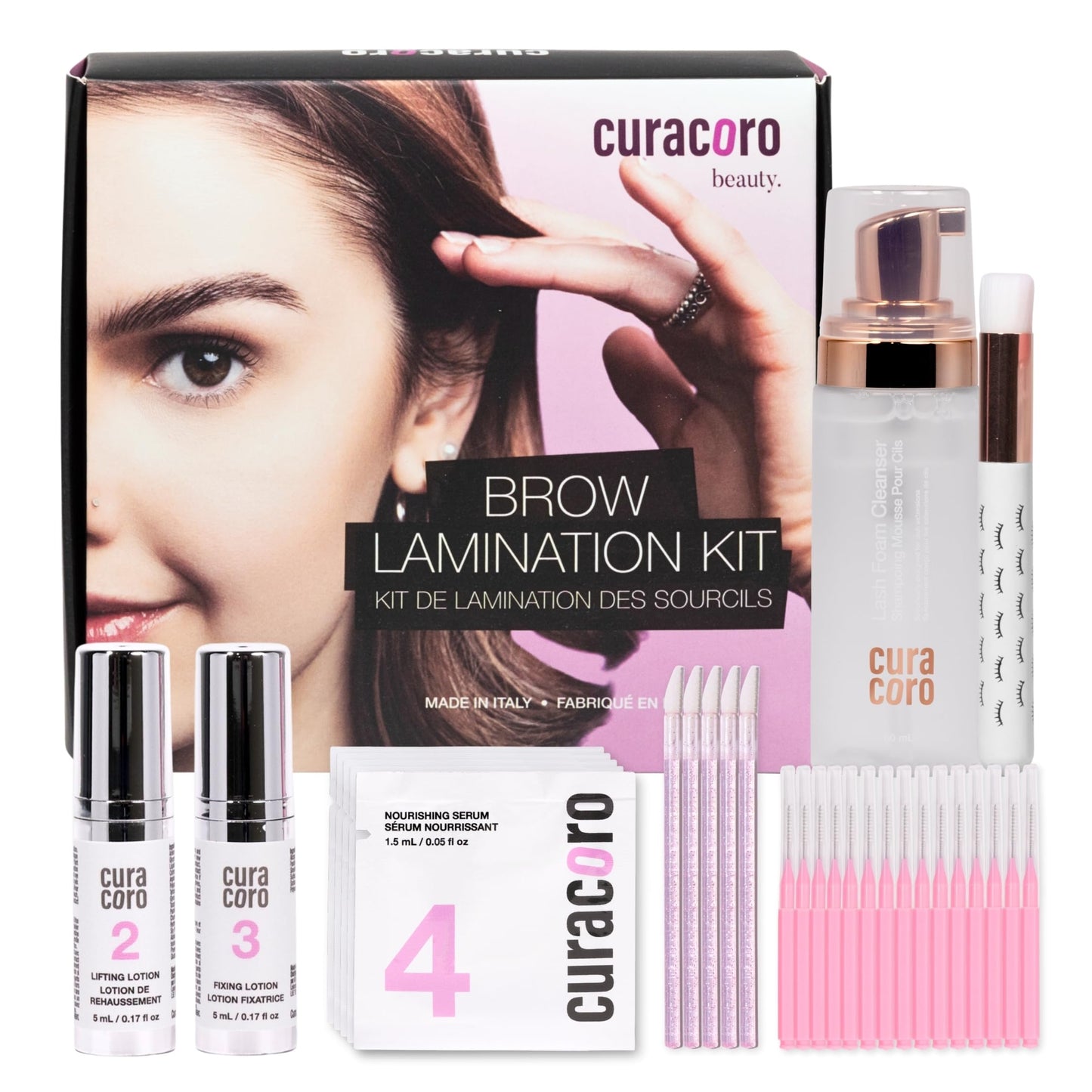 Curacoro Brow Lamination Kit, Professional Eyebrow Lamination & Brow Lift Kit with Keratin, 4-Step DIY for Fuller Brows, Long-Lasting Up to 8 Weeks