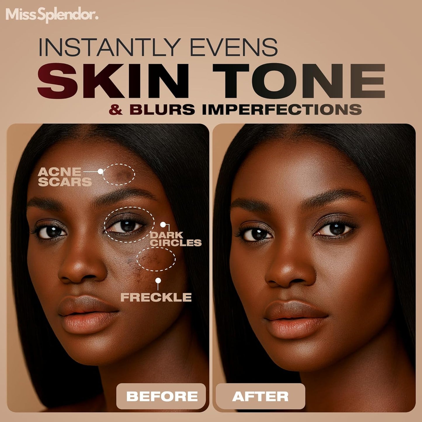 Beauty Balm Skin Tint - Serum-Boosted Stick for Black Women | Hybrid Foundation with Sheer-to-Light Buildable Coverage (Shade 6)