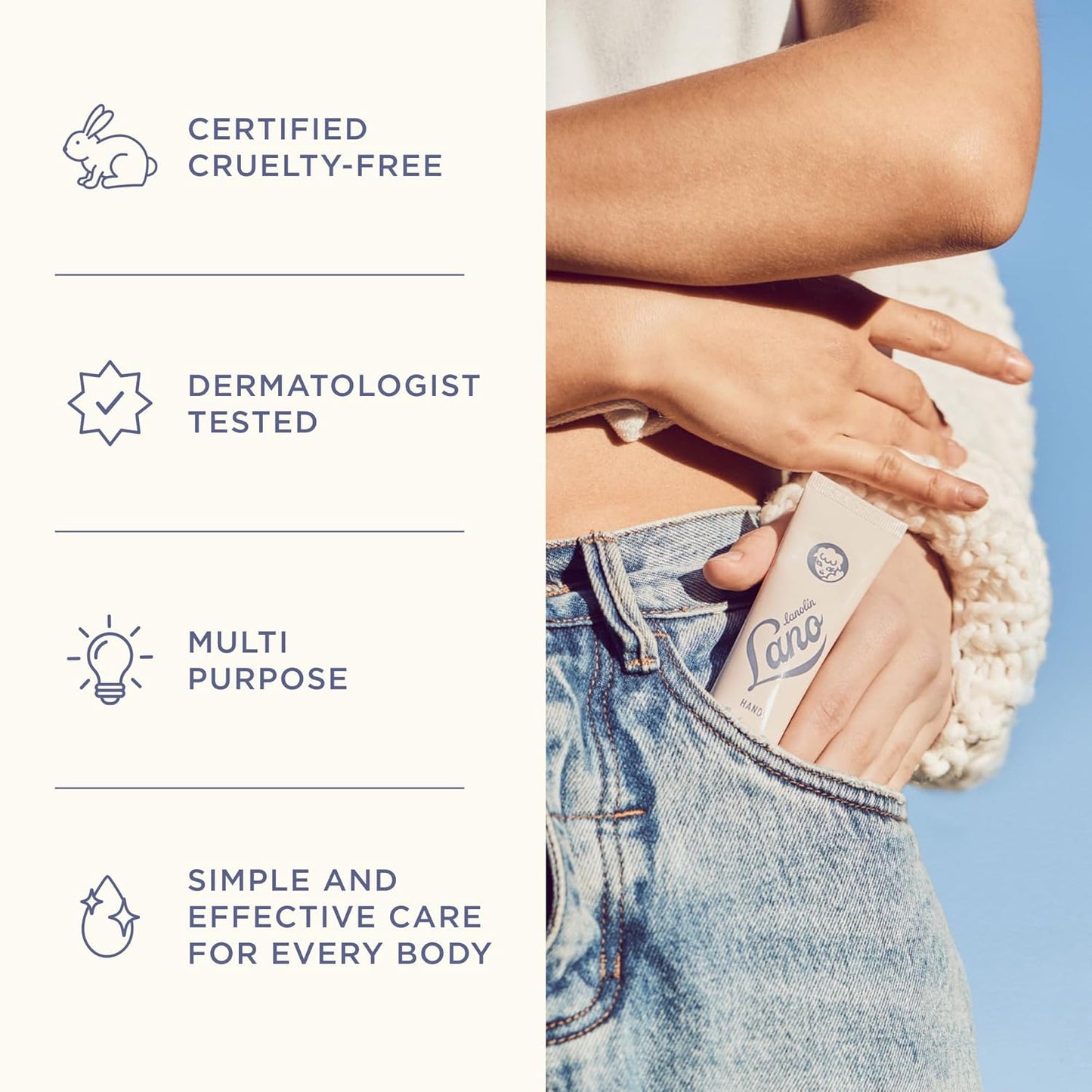 Lanolips Hand Cream - Nourishing Lanolin Lotion with Coconut Oil & Shea Butter | 50ml for Dry Cracked Hands