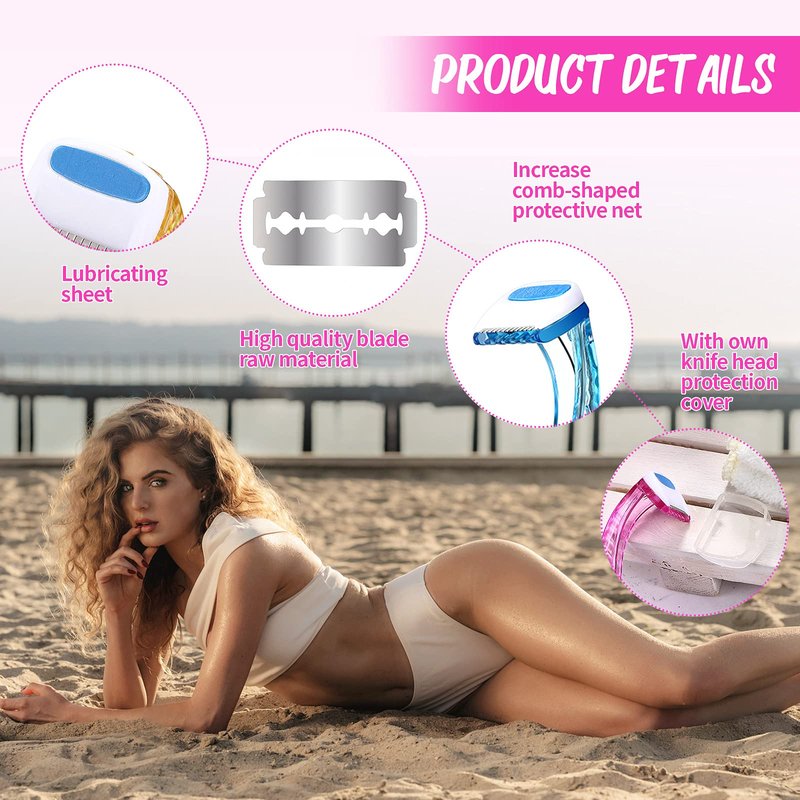 Honoson 16 Pcs Women's Disposable Bikini Razors, Sensitive Skin Shaving Kit with Protective Cover, Precision Trimmer for Beginners, Painless Hair Removal Travel & Gift Set(Rose Red, Blue, Yellow)
