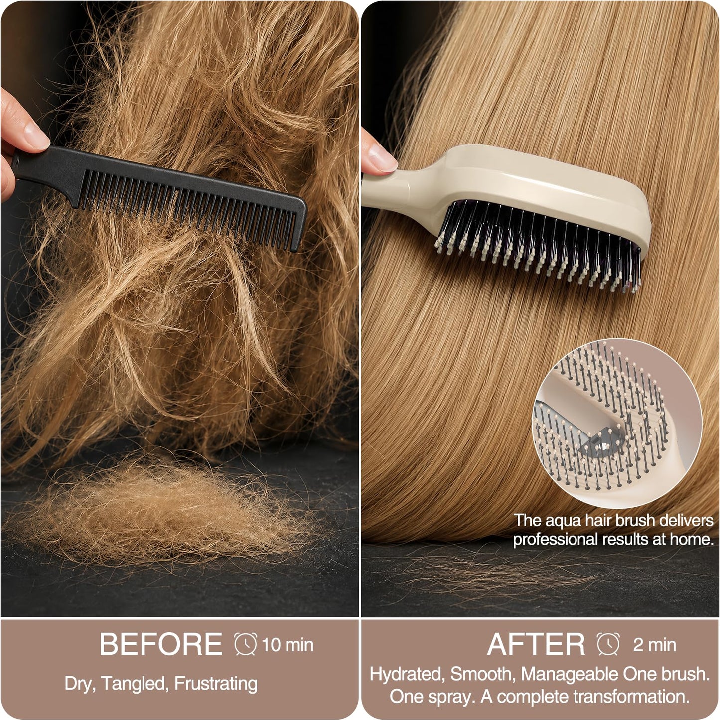 Beige Hair Brush with Water Spray, Premium Fine Mist Detangling Tool for Women, Wet & Dry Styling for Thick Long Hair, Elegant Everyday Hair Care Solution(1, Khaki)