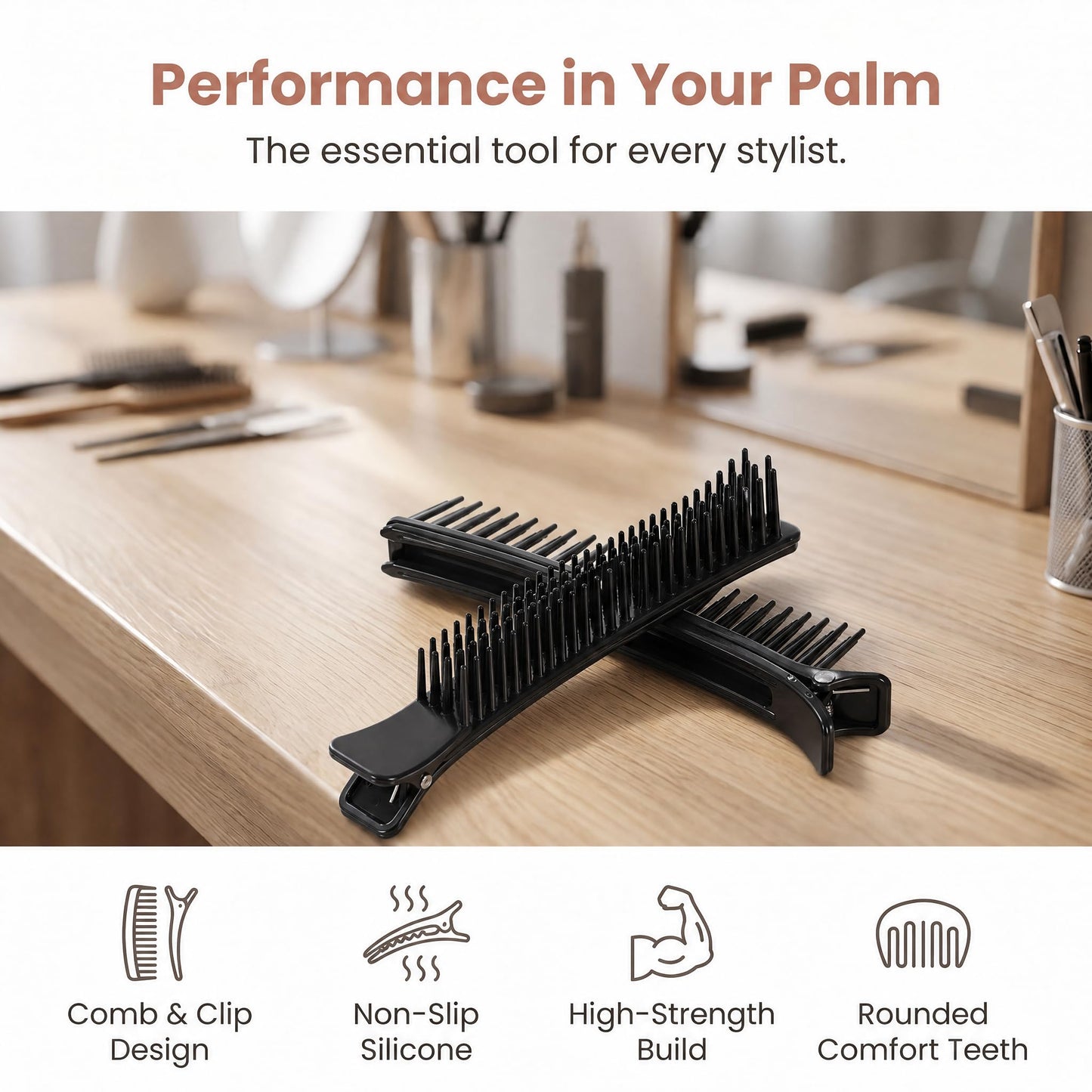2pcs Hair Sectioning Clips Stylist Nonslip Hair Clips Comb for Professional Salon Sectioning Haircuts Dying DIY Accessories