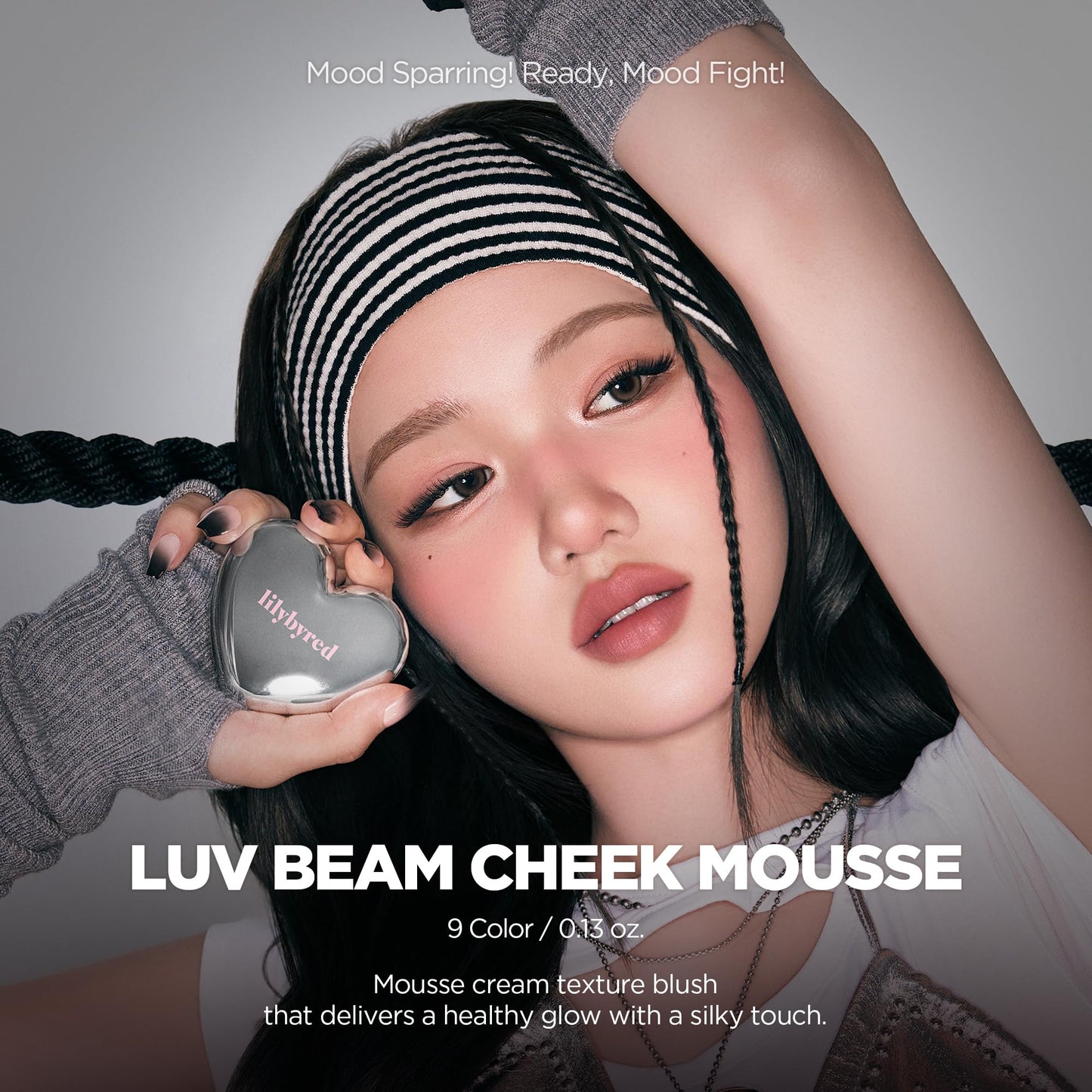 lilybyred Luv Beam Cheek Mousse | Heart-Shaped Korean Cream Blush, Airy Soft-Matte Texture, Soft-Focus & Pore-Blurring Finish, Seamless Buildable, Natural Flush, 0.13 oz. (05 Fig Mousse)