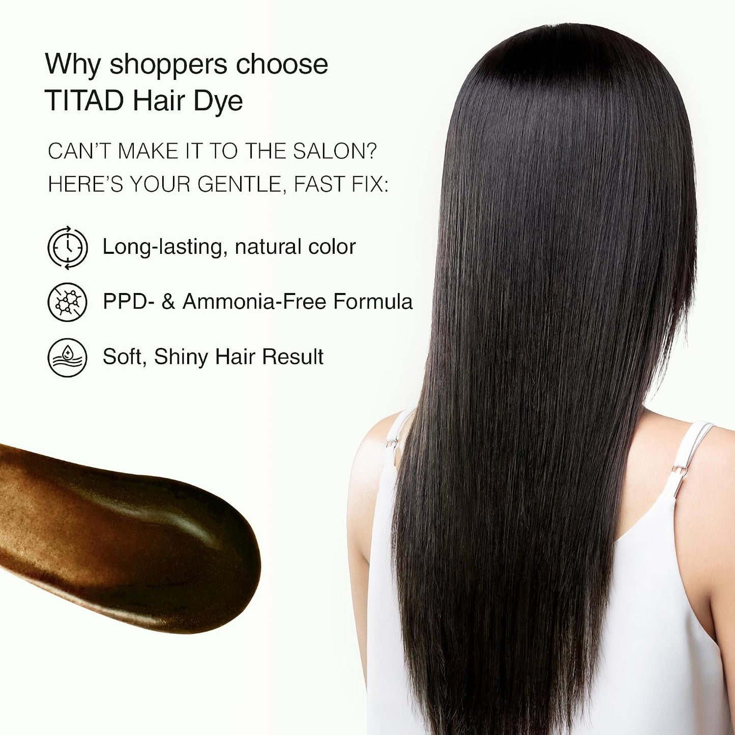 Natural Brown Korean Hair Dye - Ammonia-Free, PPD-Free Color Powder for 100% Gray Coverage | 3 Packets
